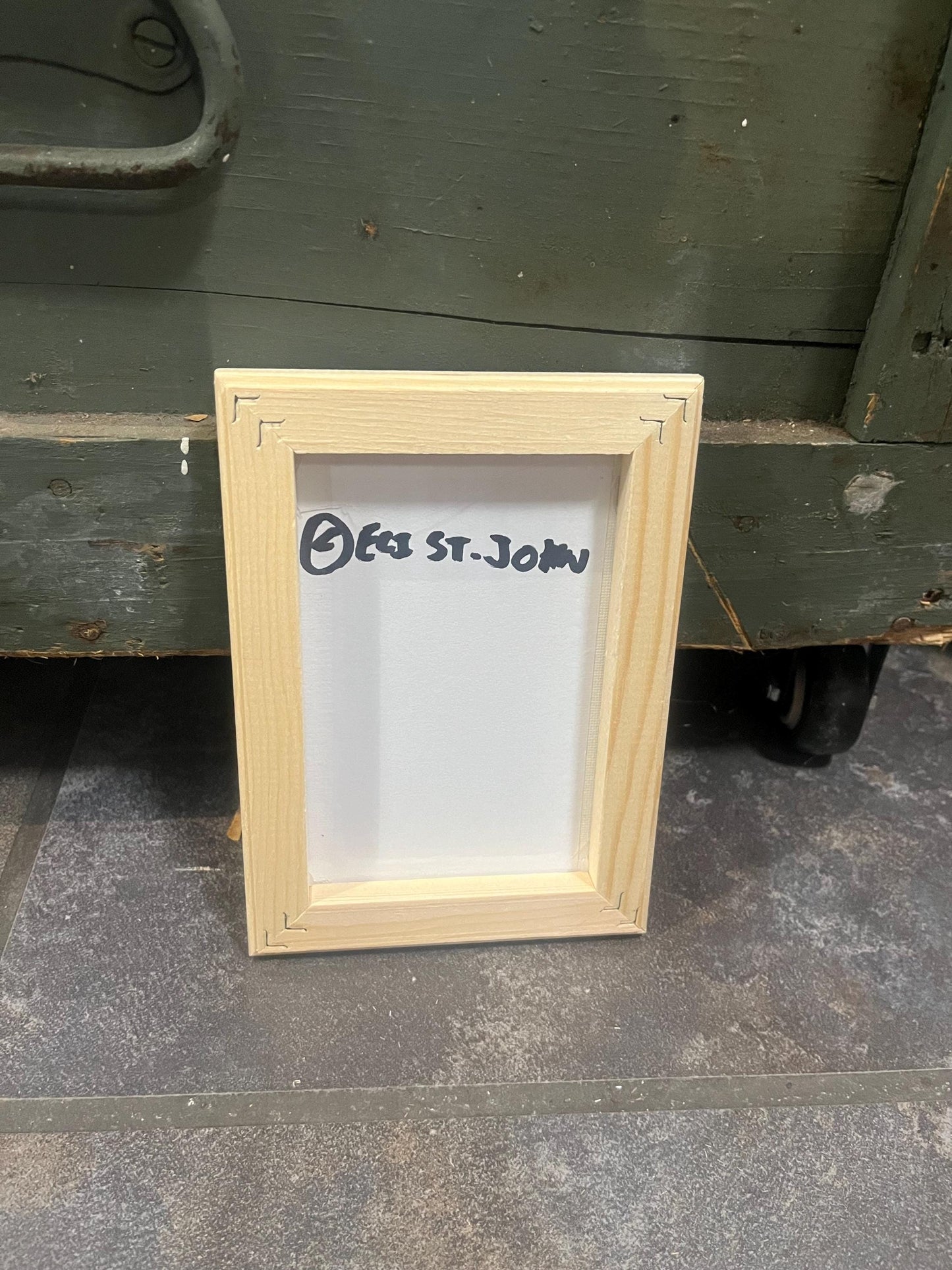 Visually impaired original artist Eli St. John  Vancouver Island artist  5 x 7 crow painting in Pine frame  wow