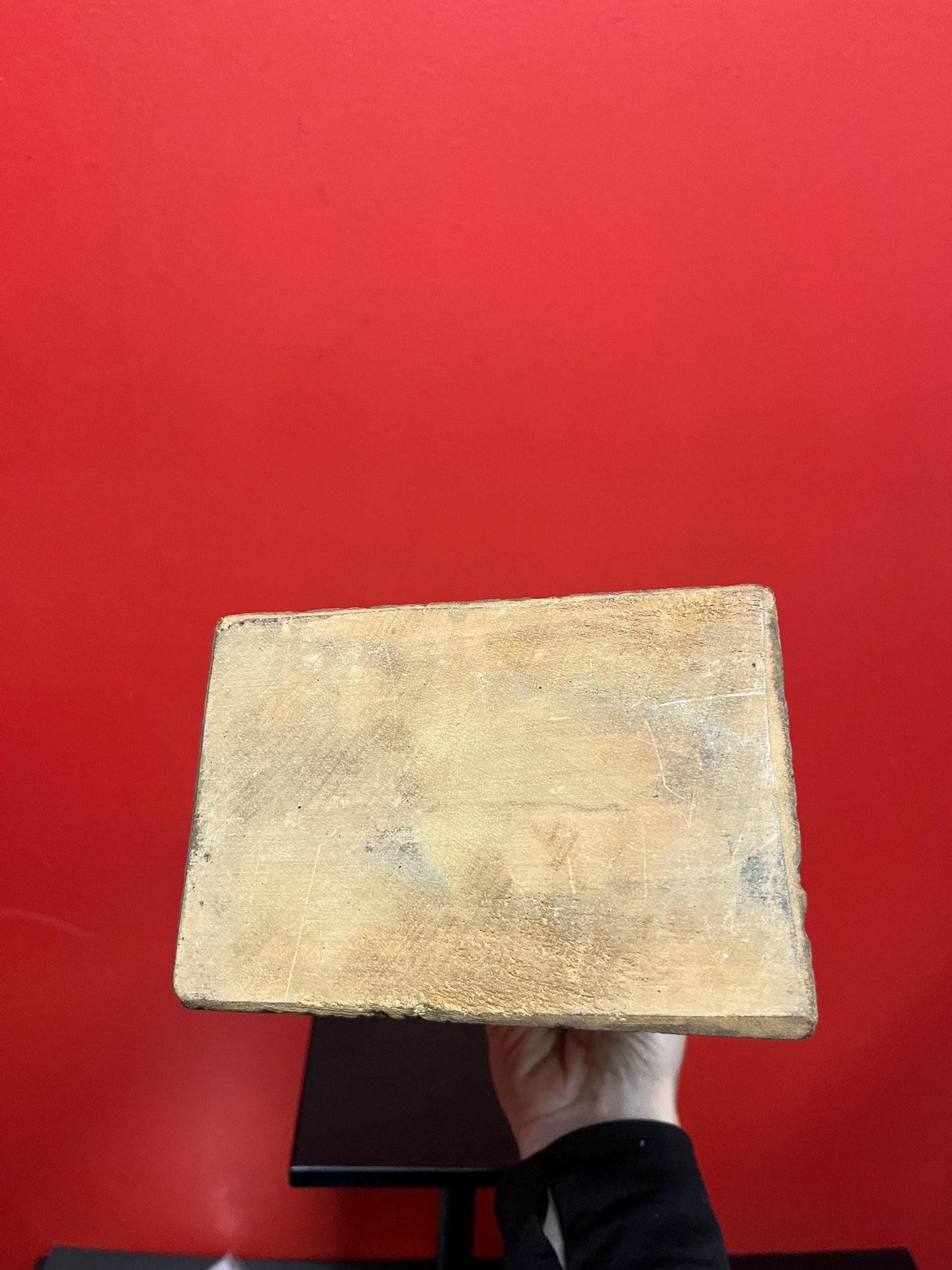 Beautiful antique Japanese FOLK ART wooden and leather sumo wrestler statue 11 inches tall  amazing patina  Japanese antique