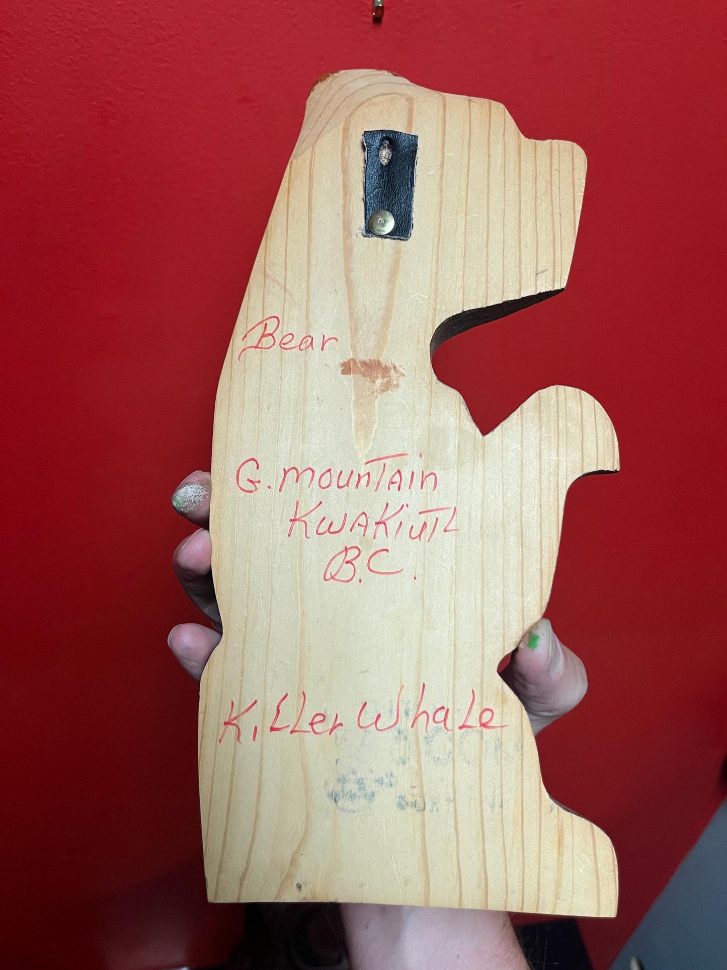 12 x 6 wide indigenous first nations, Pacific Northwest coast bear killer whale transformation plaque by G mountain   well-known artist