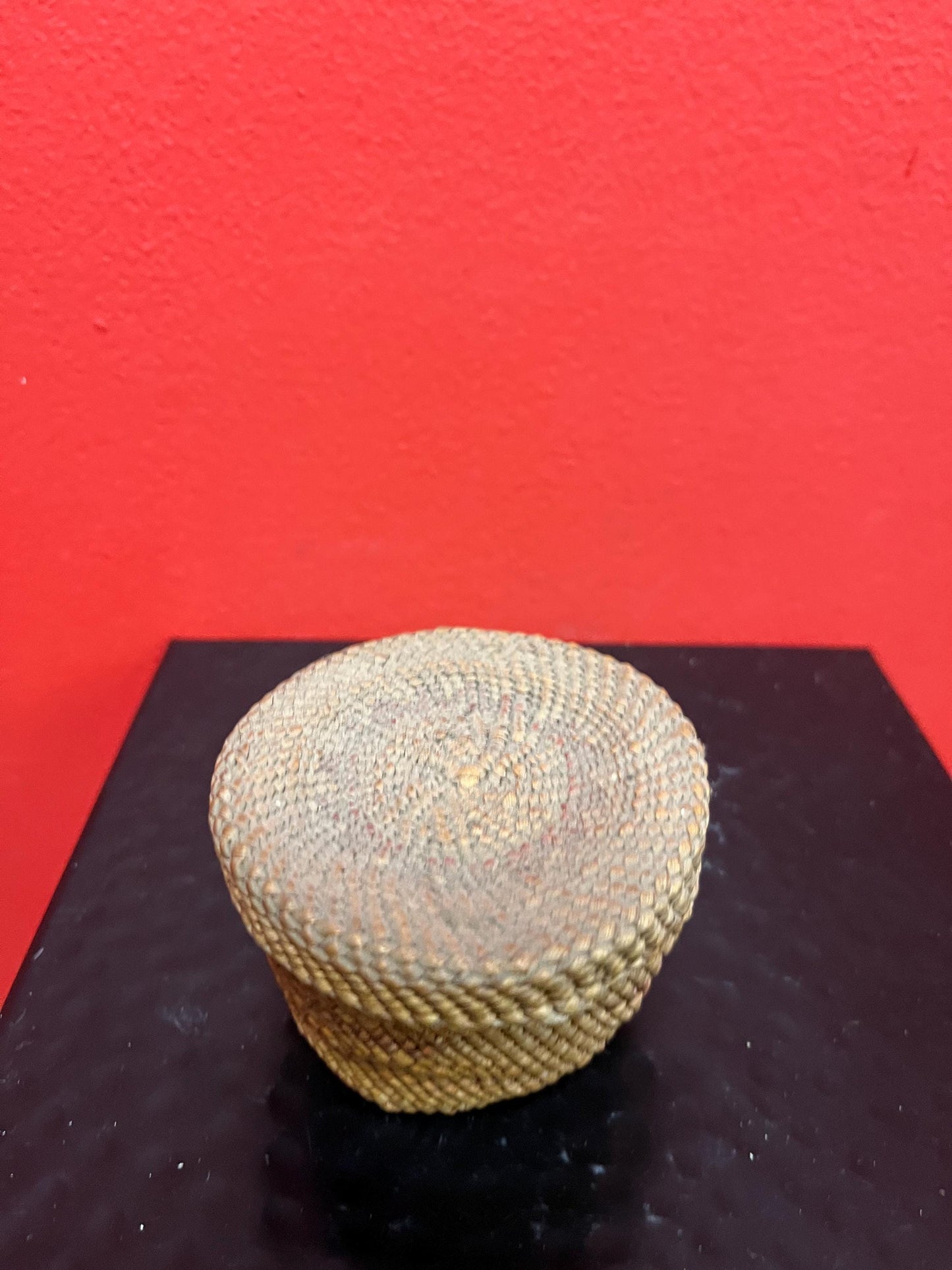 Beautiful little 3 inch indigenous first nations specific northwest Coast woven basket   as is - see photos  great value