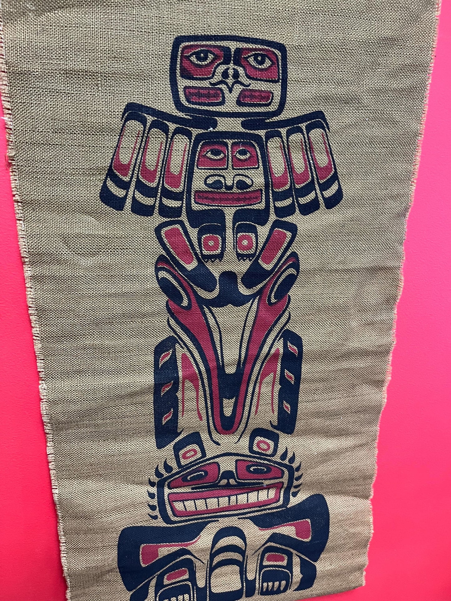 Beautiful vintage 36 x 18 indigenous first nations woven wall hanging  green part measured only