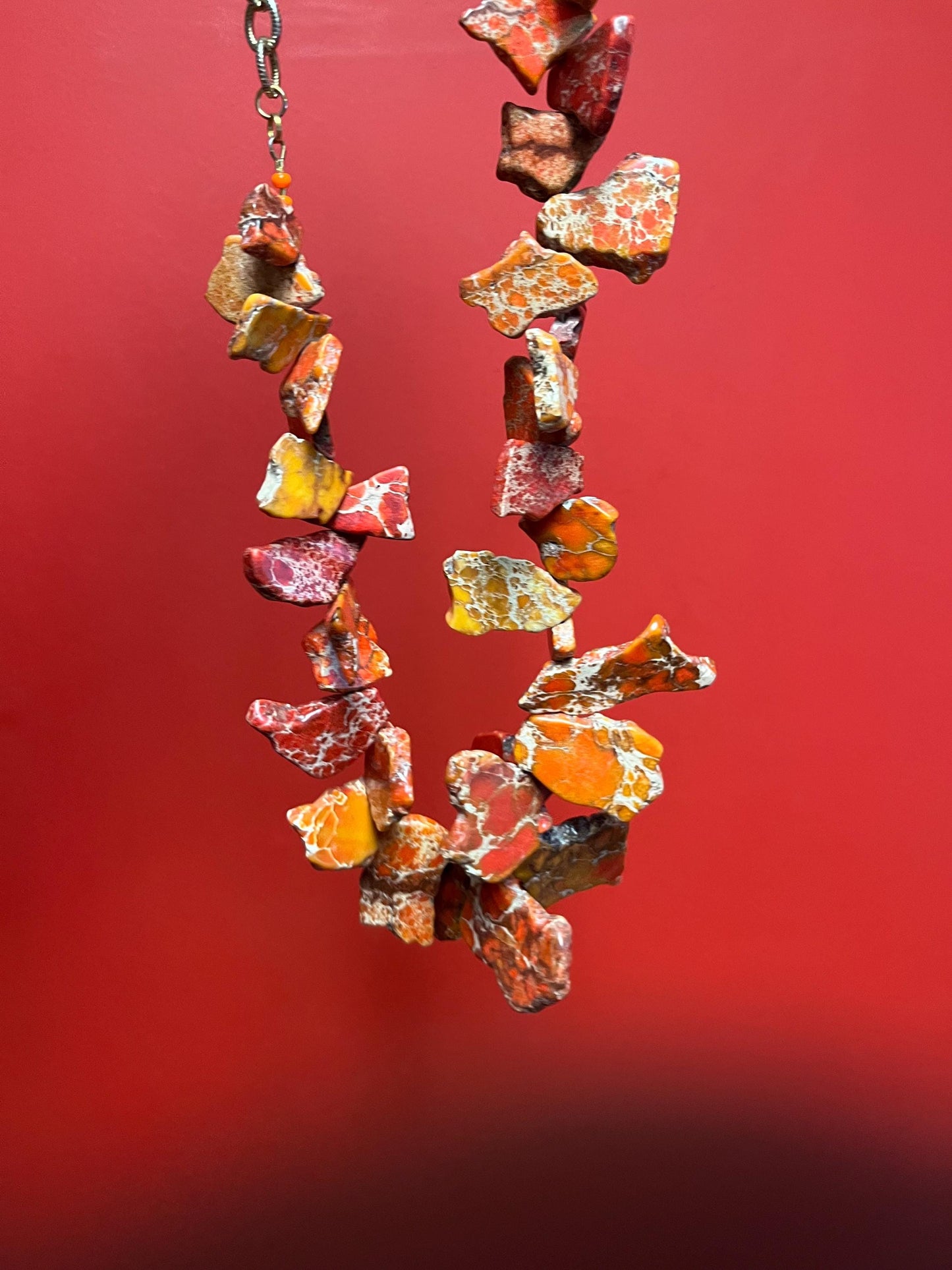 Approximately 29 inch long stunning stone necklace   so unique and original and would make great gift