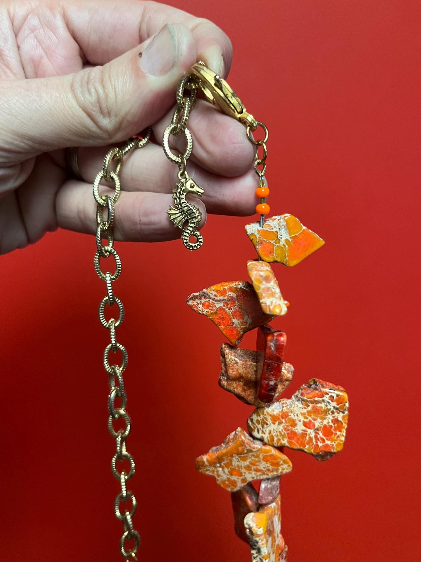 Approximately 29 inch long stunning stone necklace   so unique and original and would make great gift