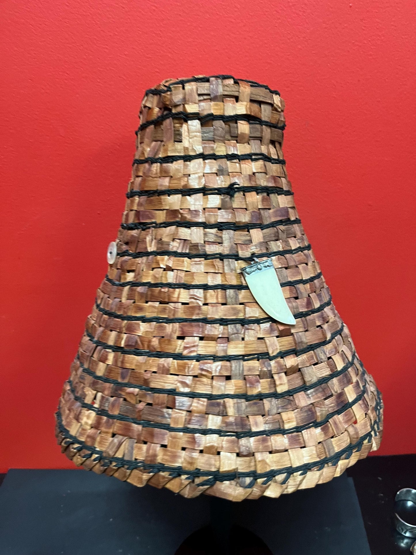 Stunning indigenous 12 x 12 (8 inches wide inside) Canadian West Coast vintage birch bark hat  high-quality