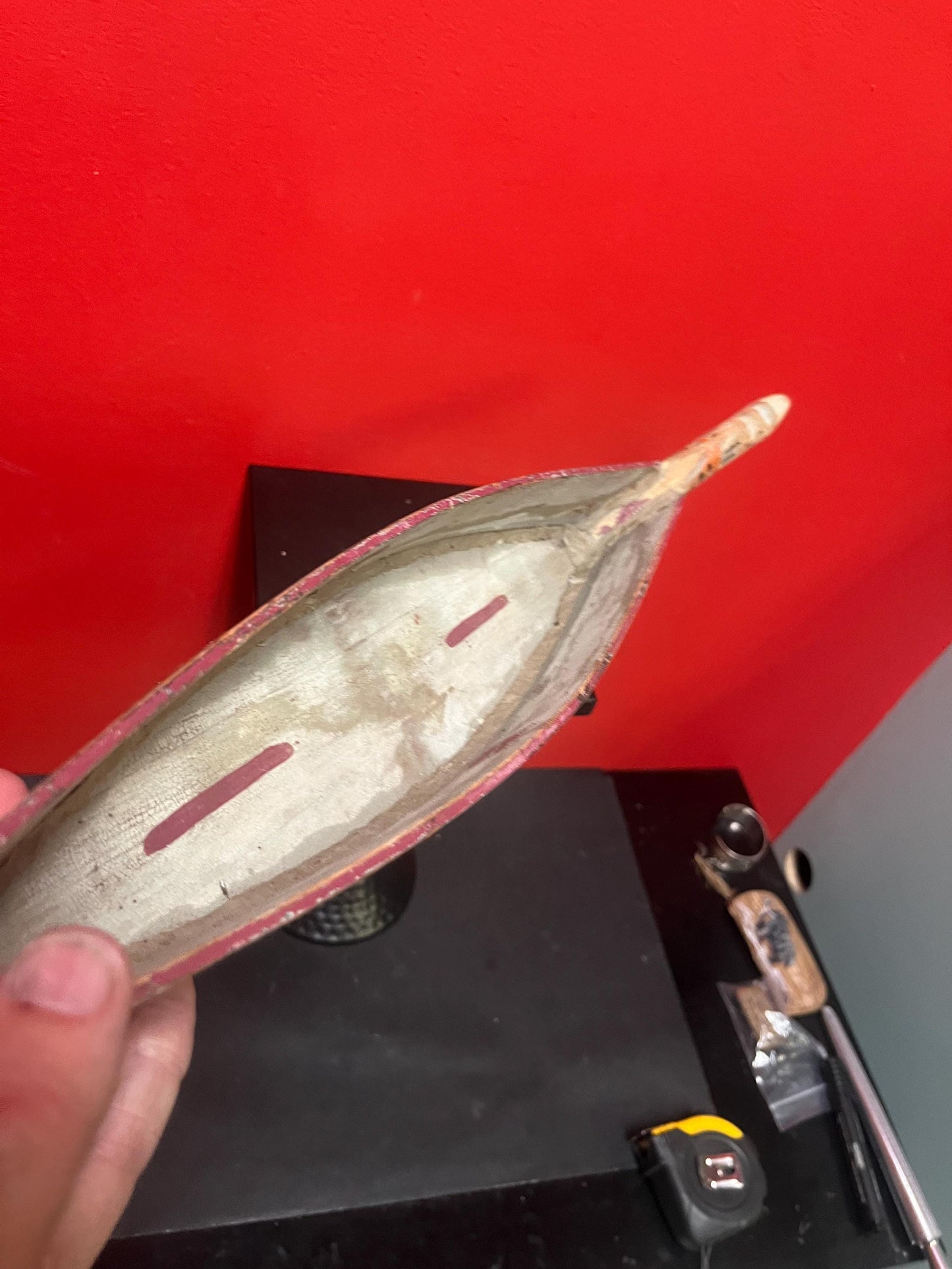 Antique 19th century Nations Pacific Northwest-coast 20  inch long model canoe- wonderful patina  not perfect condition so see photos