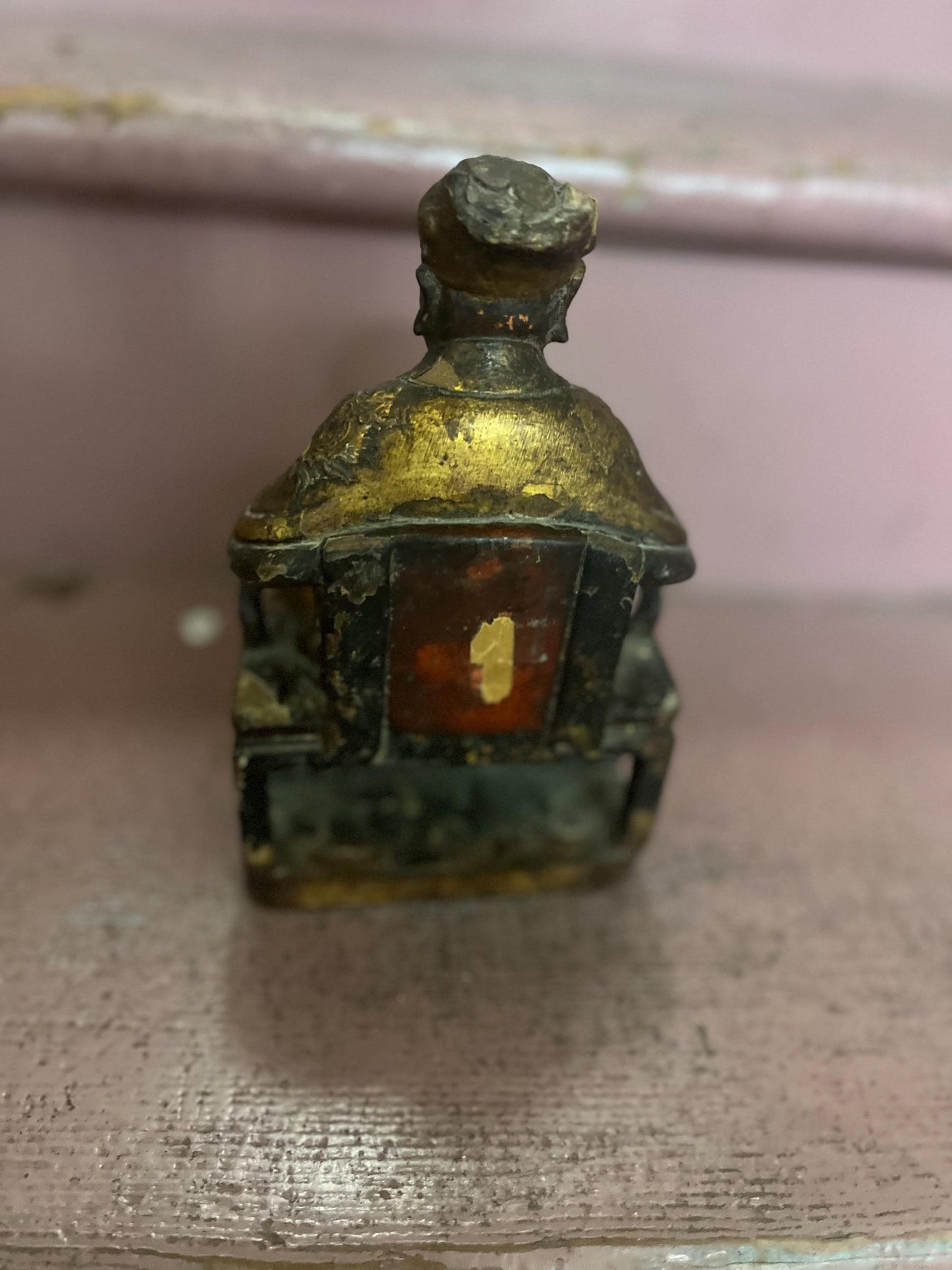 Stunning approx 18th century polychrome Chinese wooden statue of an emperor with glass eyes  great patina and detail  museum piece - 10“