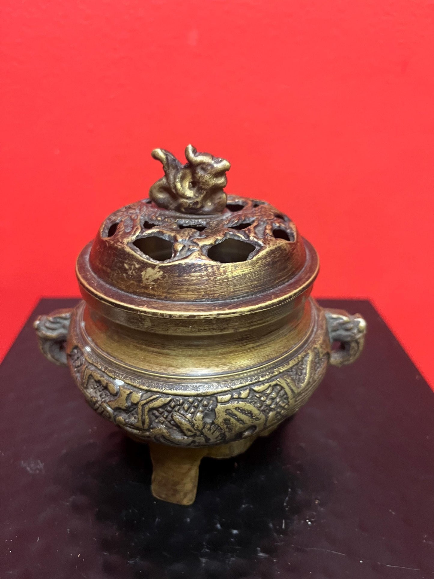 5 inch tall Chinese bronze incense burner   great detail and good weight  value priced