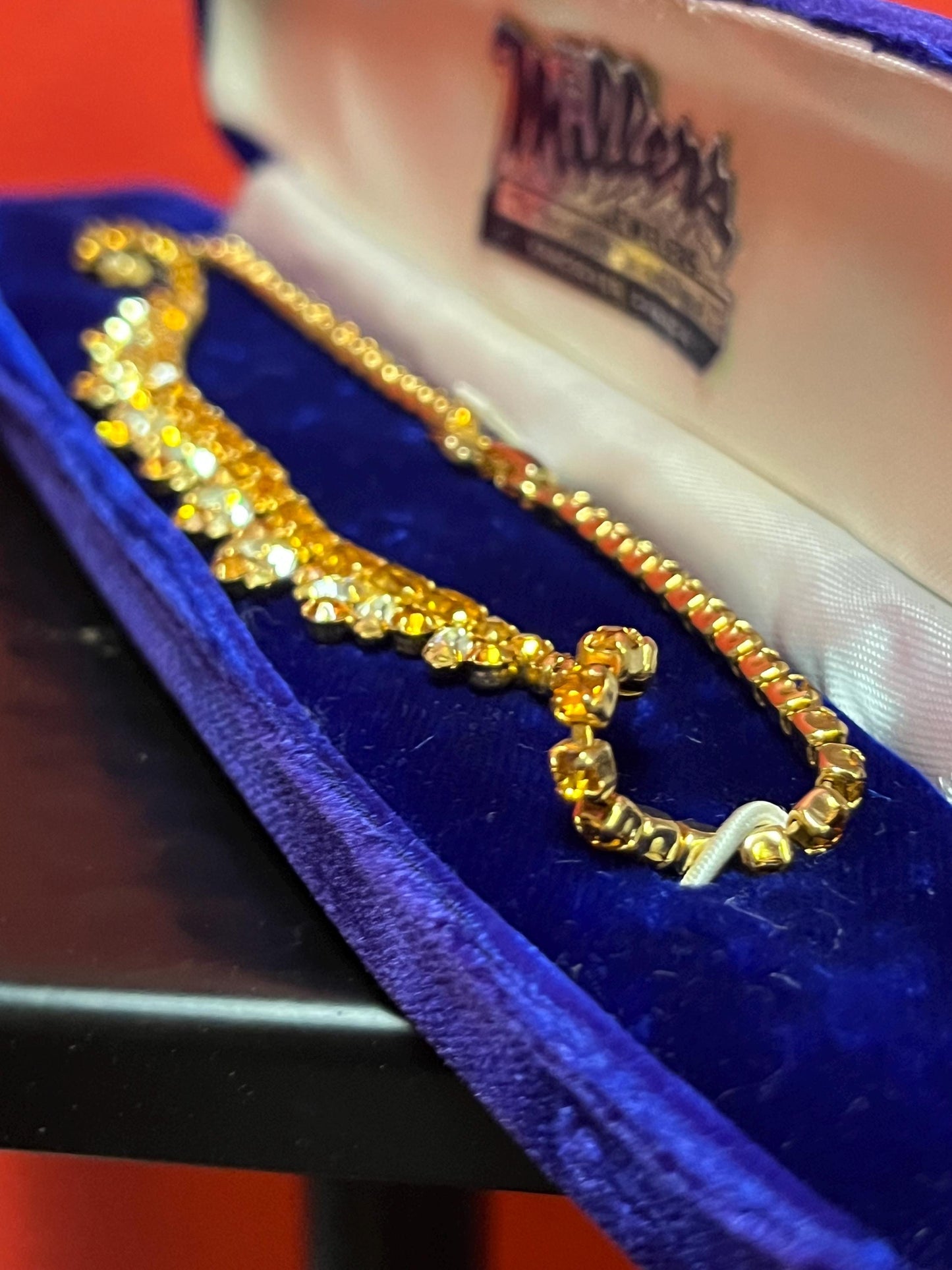 Approximately 15 inch long signed Sherman necklace in original box rare colour great gift and great value