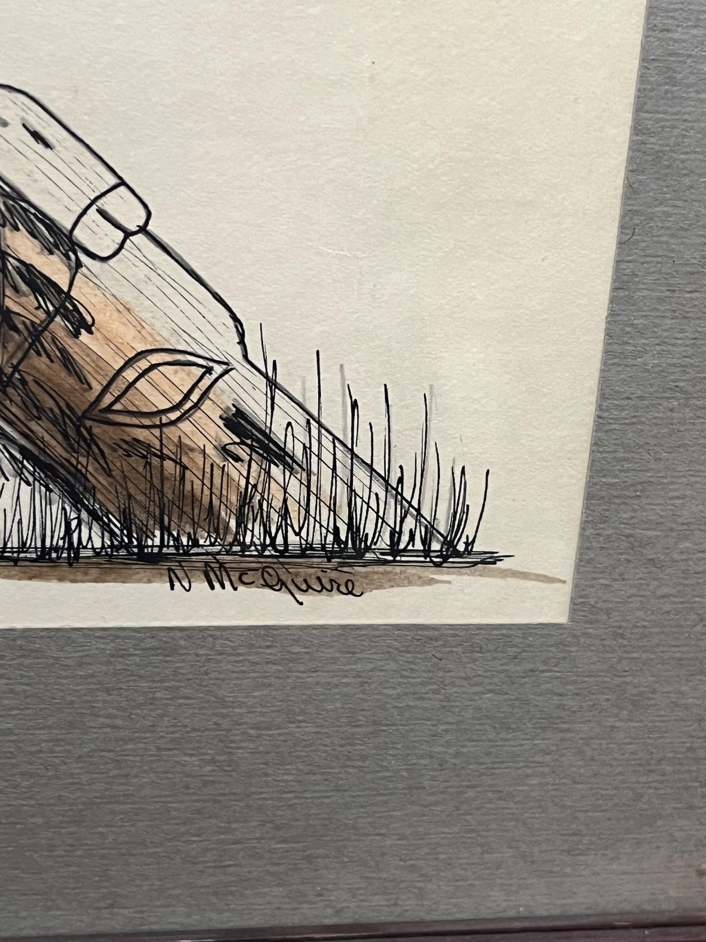 Unbelievably fabulous Original ink sketch on paper  13 x 12  signed indigenous Haida art  wonderful detail  real treasure  old