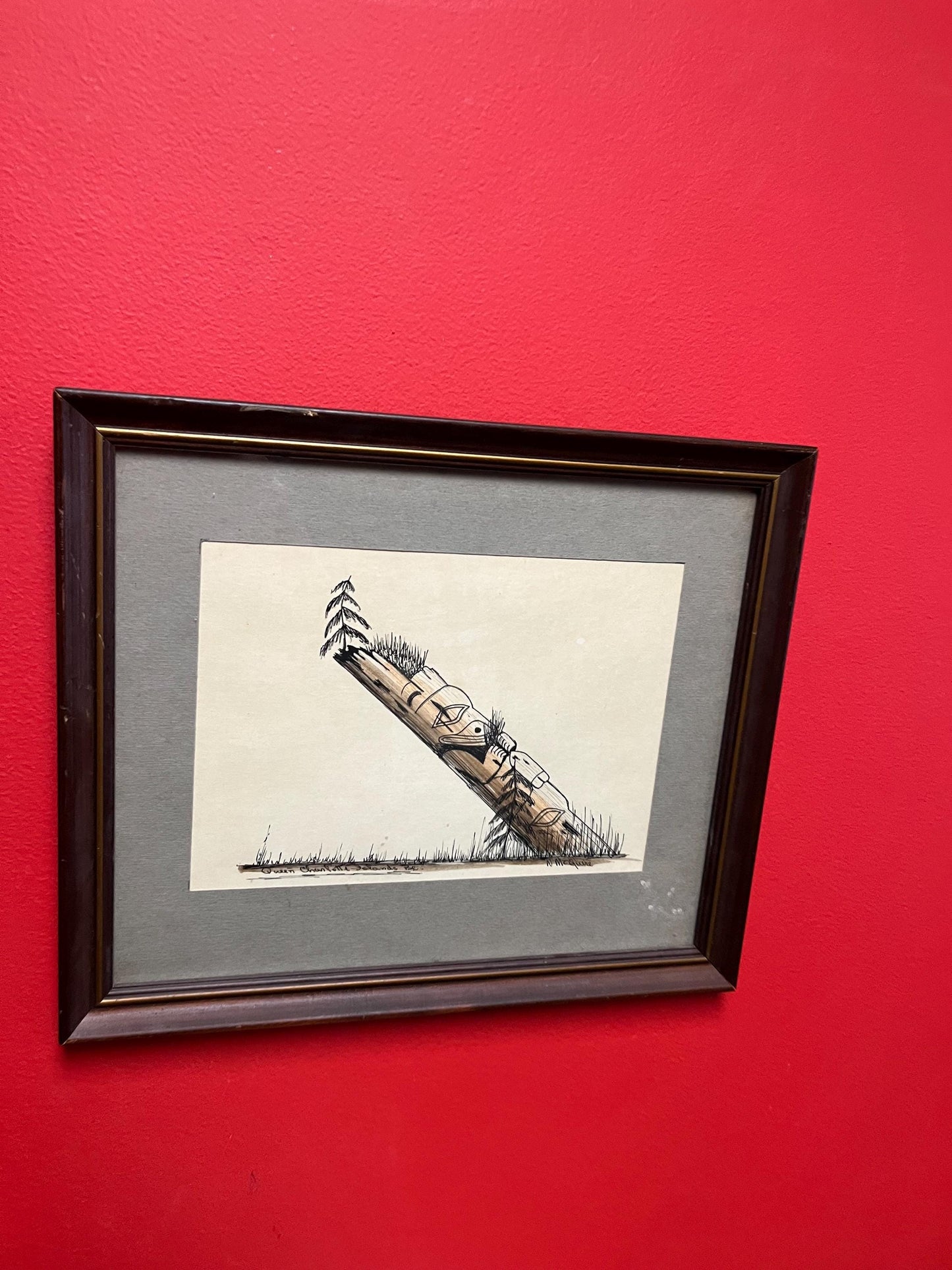 Unbelievably fabulous Original ink sketch on paper — 13 x 12” — signed indigenous Haida art — wonderful detail — real treasure — old