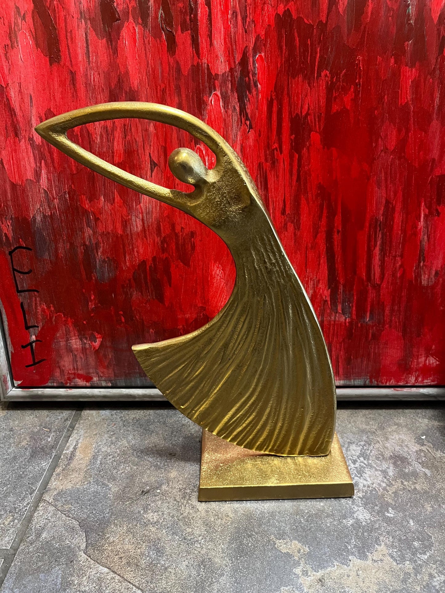 Beautiful stylized brass statue of a dancer  14 inches high