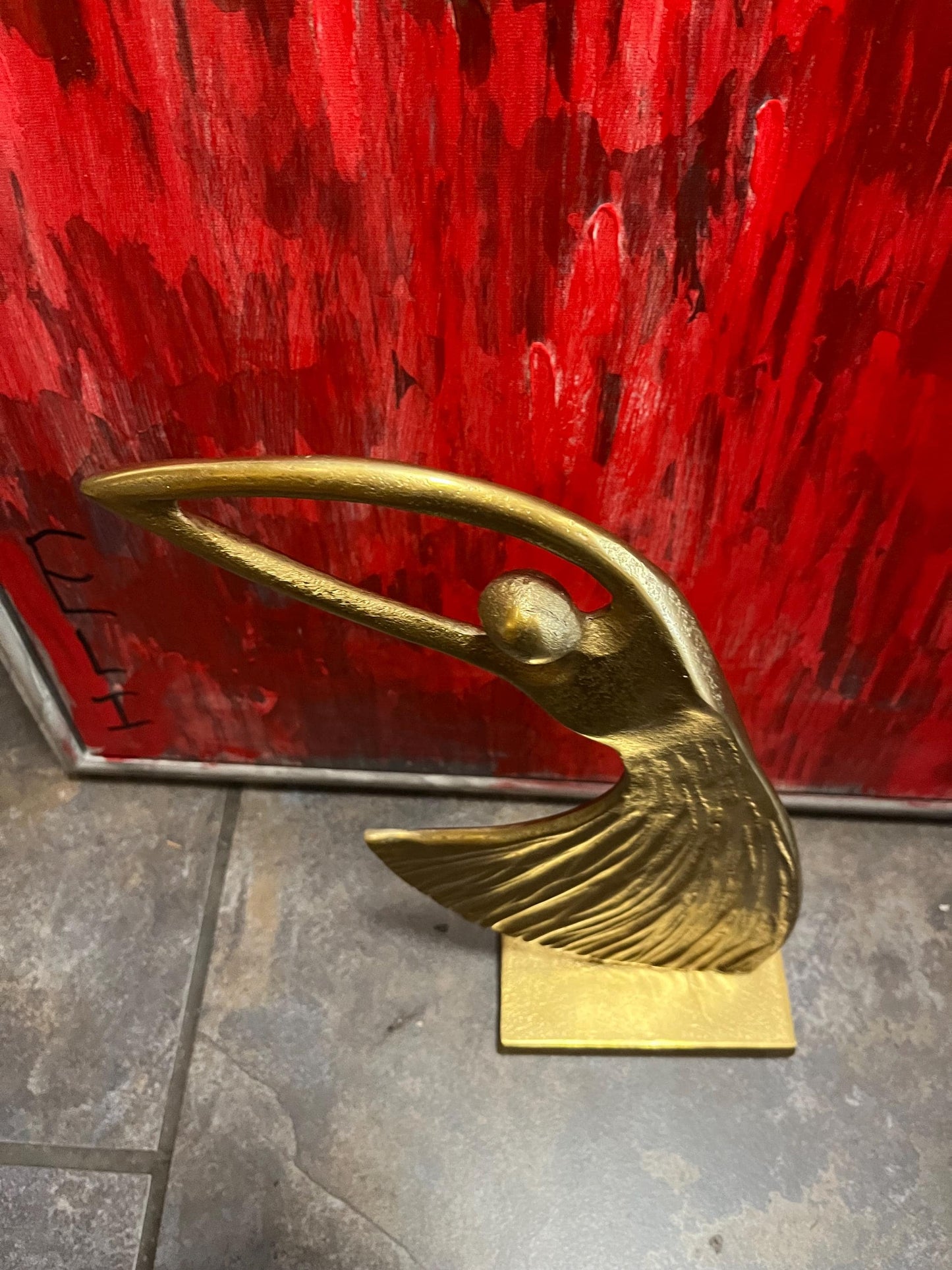 Beautiful stylized brass statue of a dancer  14 inches high