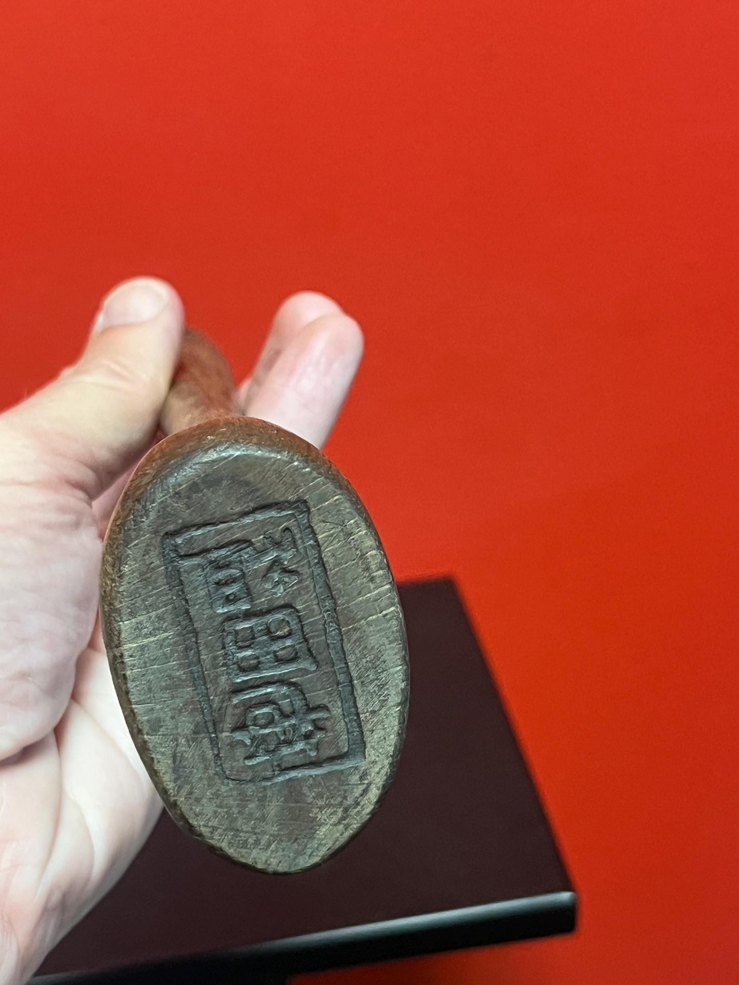 Wonderful 12 inch Japanese seal hook  amazing signature and patina  very authentic and cool piece