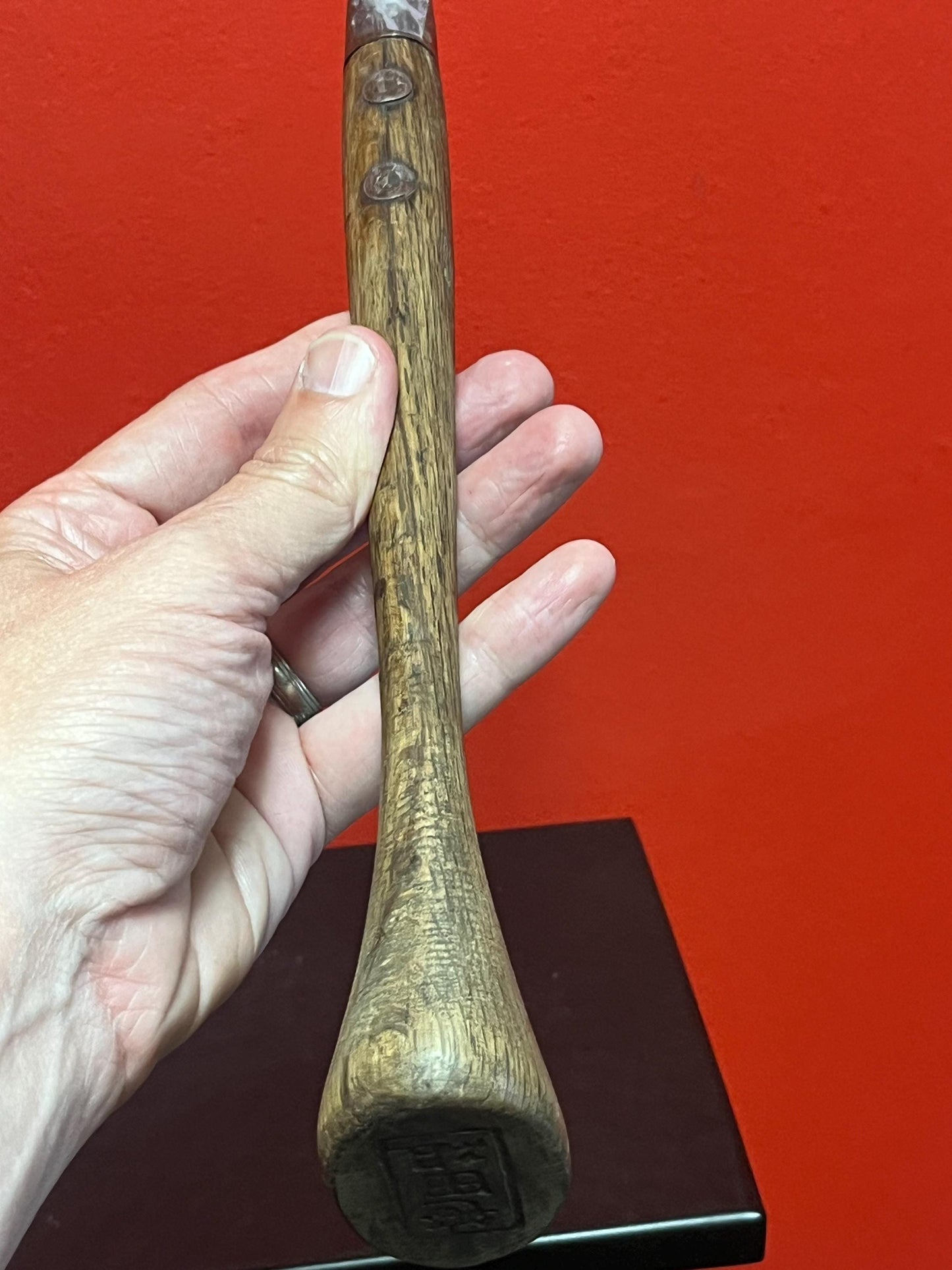 Wonderful 12 inch Japanese seal hook  amazing signature and patina  very authentic and cool piece