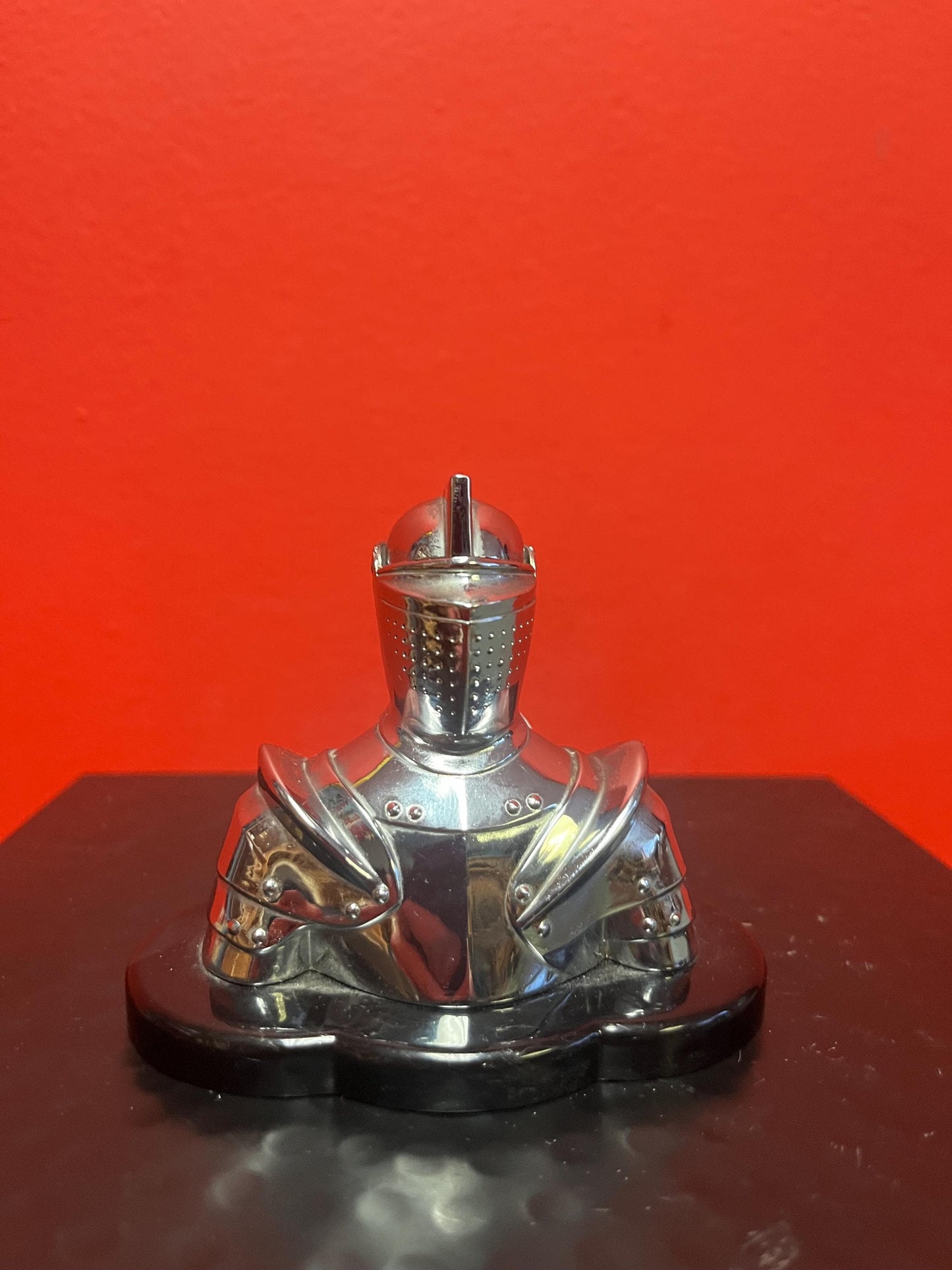 Beautiful antique  NEGBAUR New York chrome lighter in the shape of  mediaeval  knight   seems to be working - perfect condition - 4  high