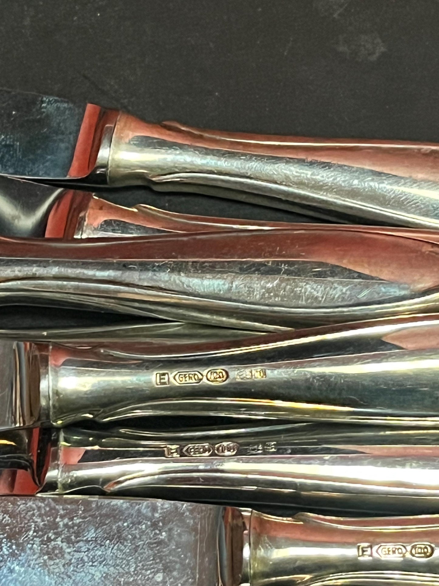 Gorgeous set of 11 silver plated German lunch knives  Great condition need polishing and 8 inches long   great value