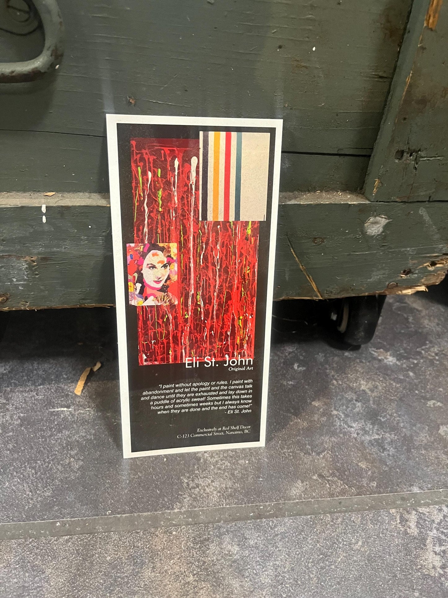 Visually impaired original artist Eli St. John  Vancouver Island artist  5 x 7 crow painting in Pine frame  wow