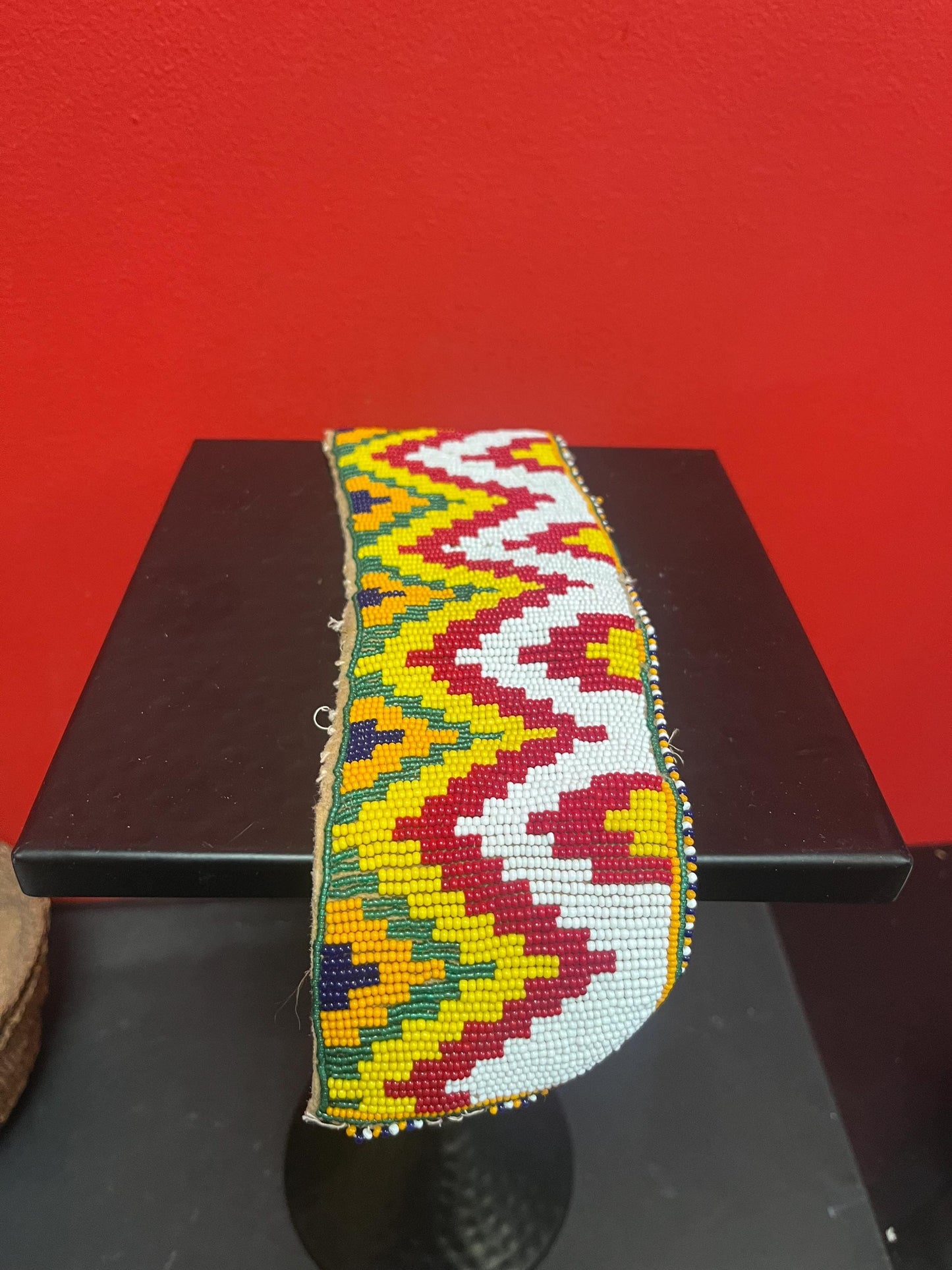 Stunning indigenous first nations Pacific Northwest coast 12 x 3 1/2 wide beaded piece  beautiful quality, amazing detail - tiny damage