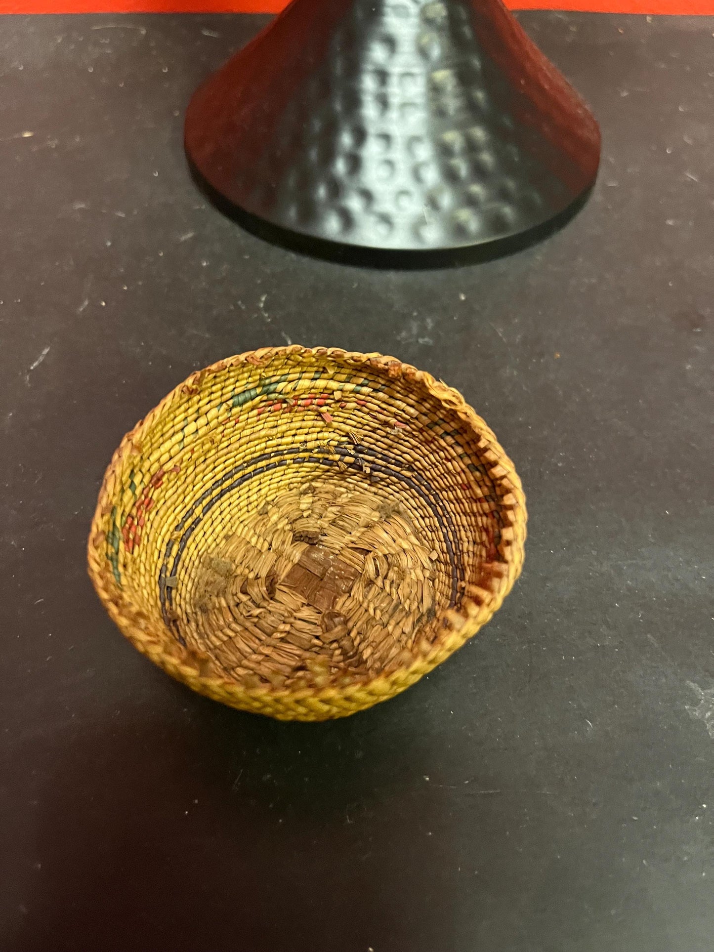 Beautiful little 3 inch indigenous first nations specific northwest Coast woven basket   as is - see photos  great value