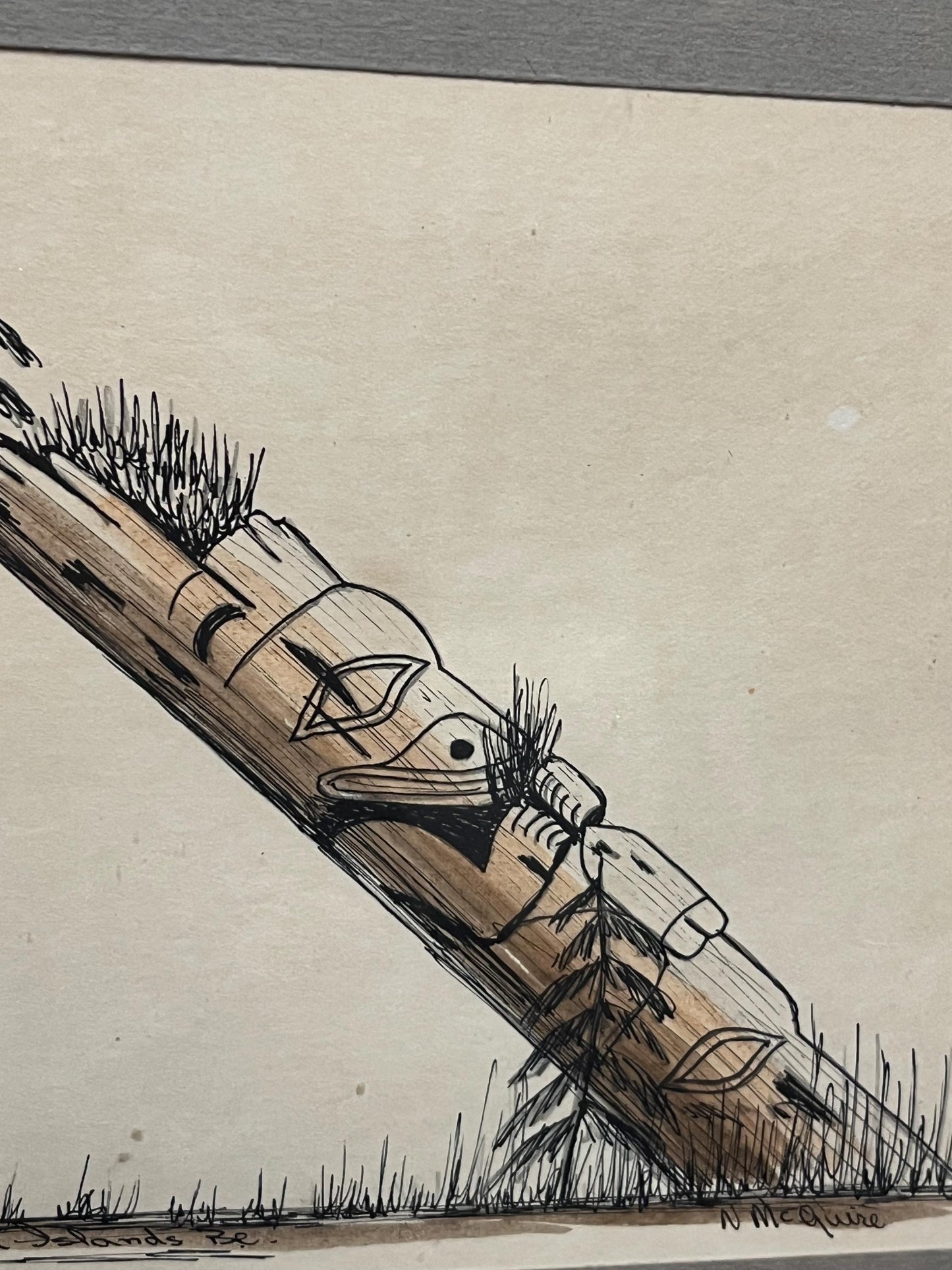 Unbelievably fabulous Original ink sketch on paper — 13 x 12” — signed indigenous Haida art — wonderful detail — real treasure — old
