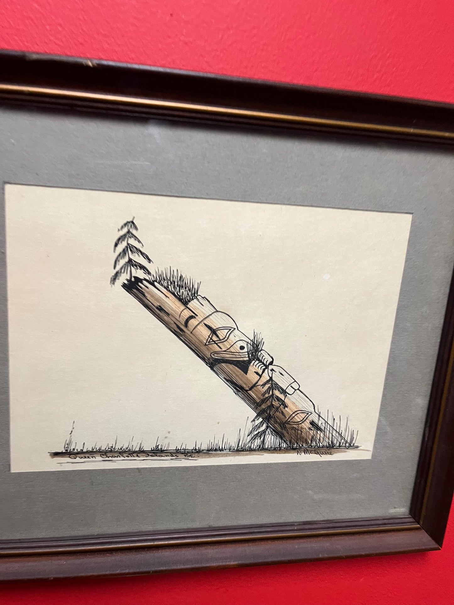 Unbelievably fabulous Original ink sketch on paper — 13 x 12” — signed indigenous Haida art — wonderful detail — real treasure — old