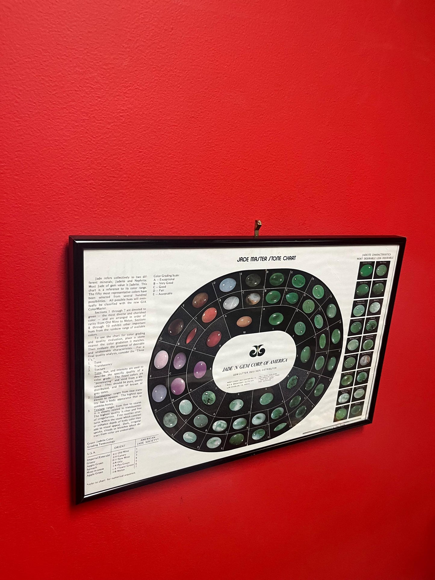 Very cool American Jade master stone chart- framed 17 x 11 inches  very interesting and perfect for Jade Collector