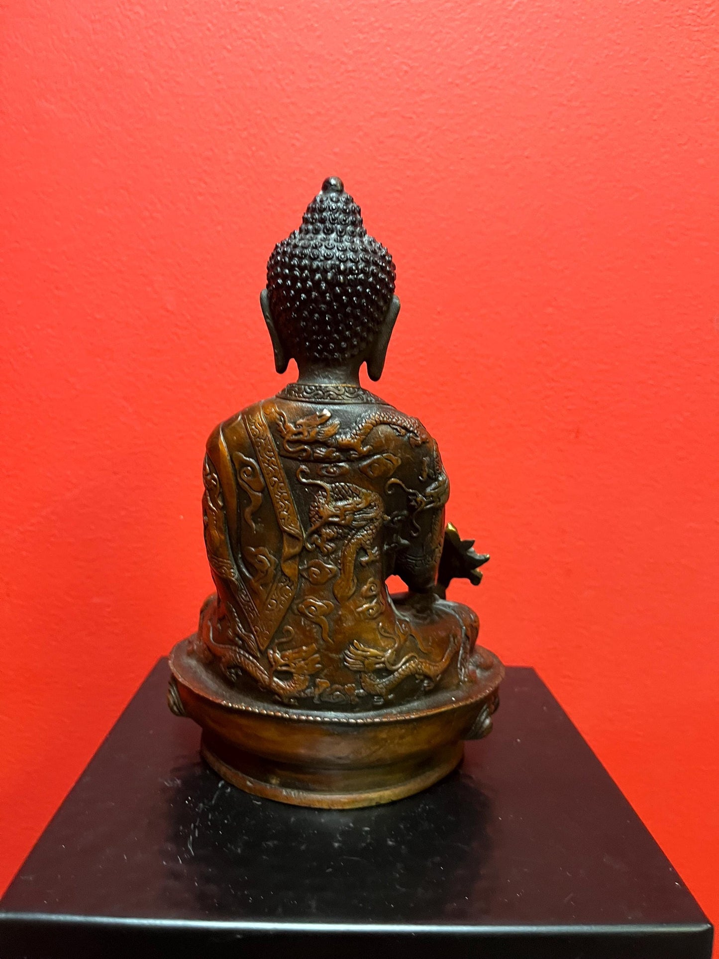 Beautiful Asian bronze Buddha with lovely gilding  8 1/2 inches tall age unknown  wonderful quality and great price