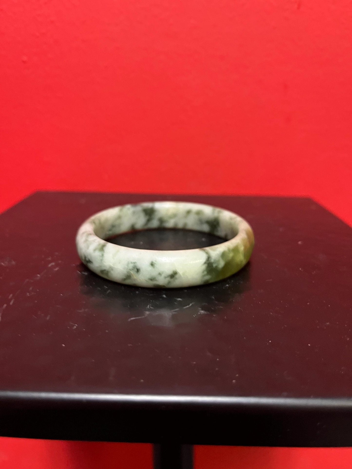 Lovely Chinese vintage solid jade 3 inch moss jade bangle  Unbelievable value and quality