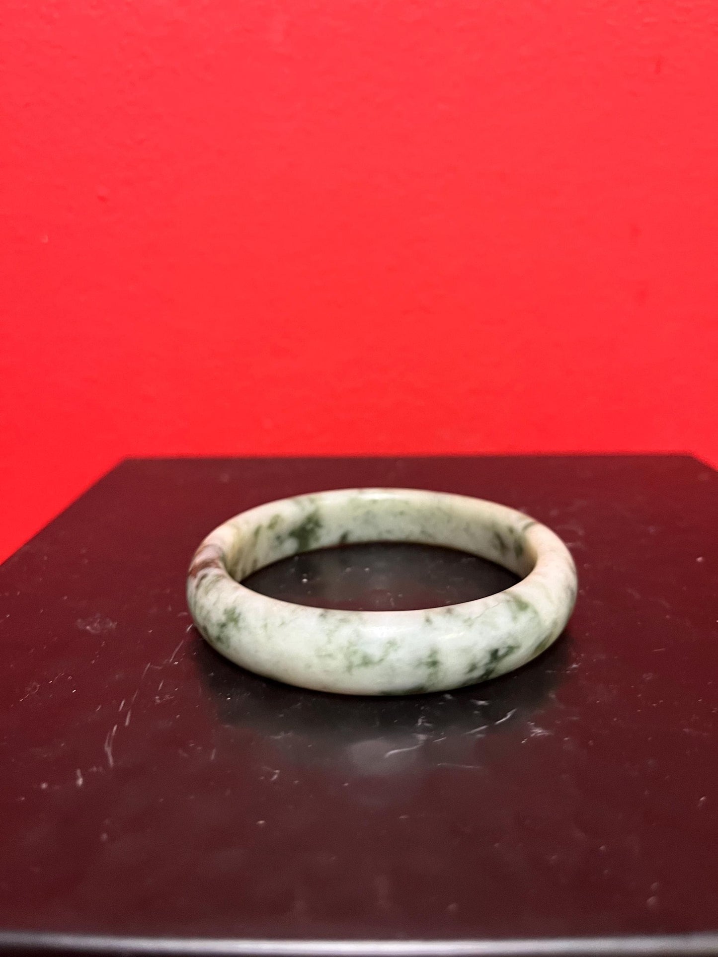 Lovely Chinese vintage solid jade 3 inch moss jade bangle  Unbelievable value and quality