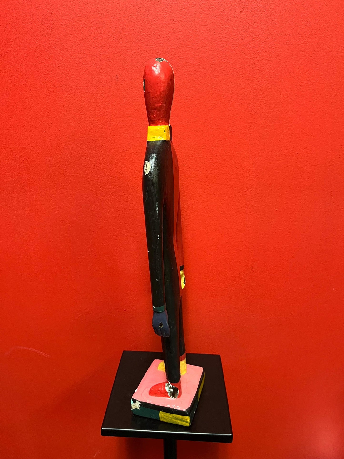 Fantastic polychrome painted 19 inch tall Guggenheim Museum signed statue  wooden beauty  amazing original art  see photos