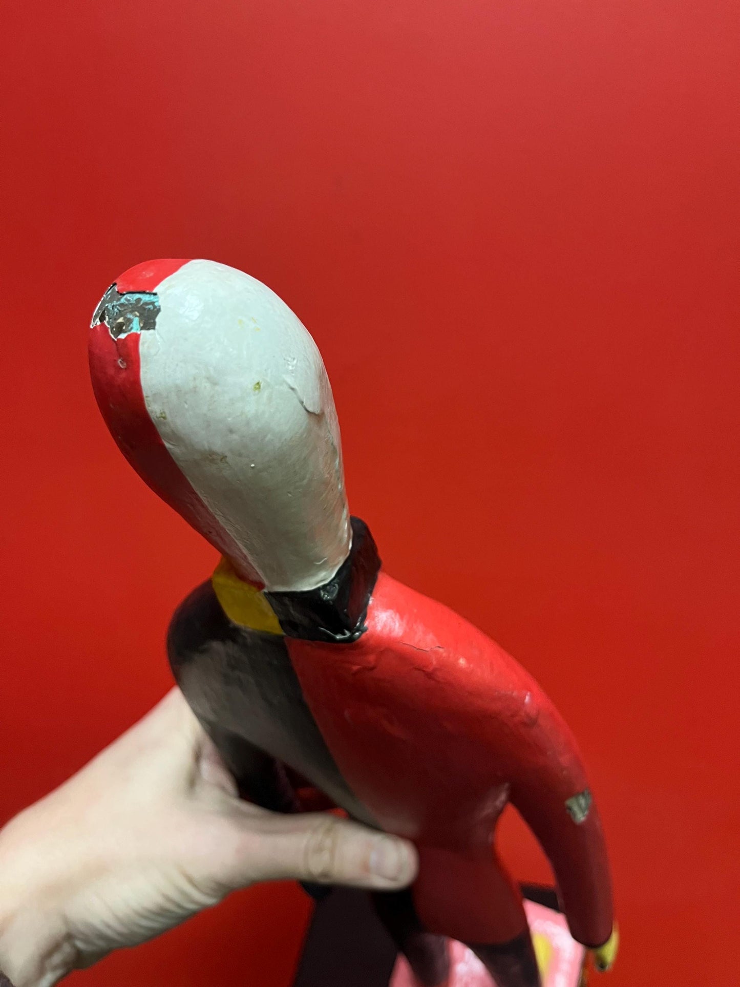 Fantastic polychrome painted 19 inch tall Guggenheim Museum signed statue  wooden beauty  amazing original art  see photos