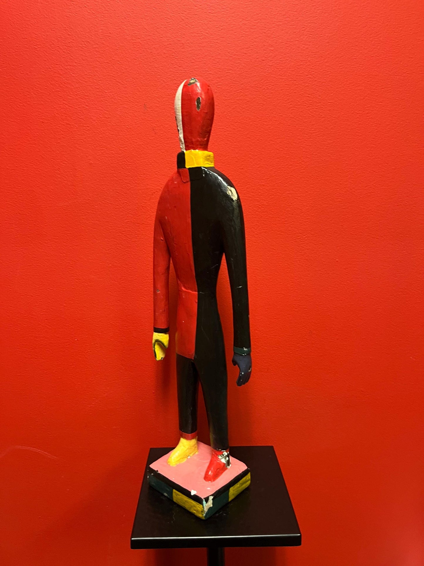 Fantastic polychrome painted 19 inch tall Guggenheim Museum signed statue  wooden beauty  amazing original art  see photos