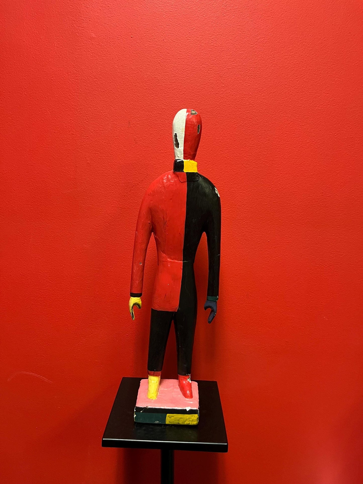 Fantastic polychrome painted 19 inch tall Guggenheim Museum signed statue  wooden beauty  amazing original art  see photos