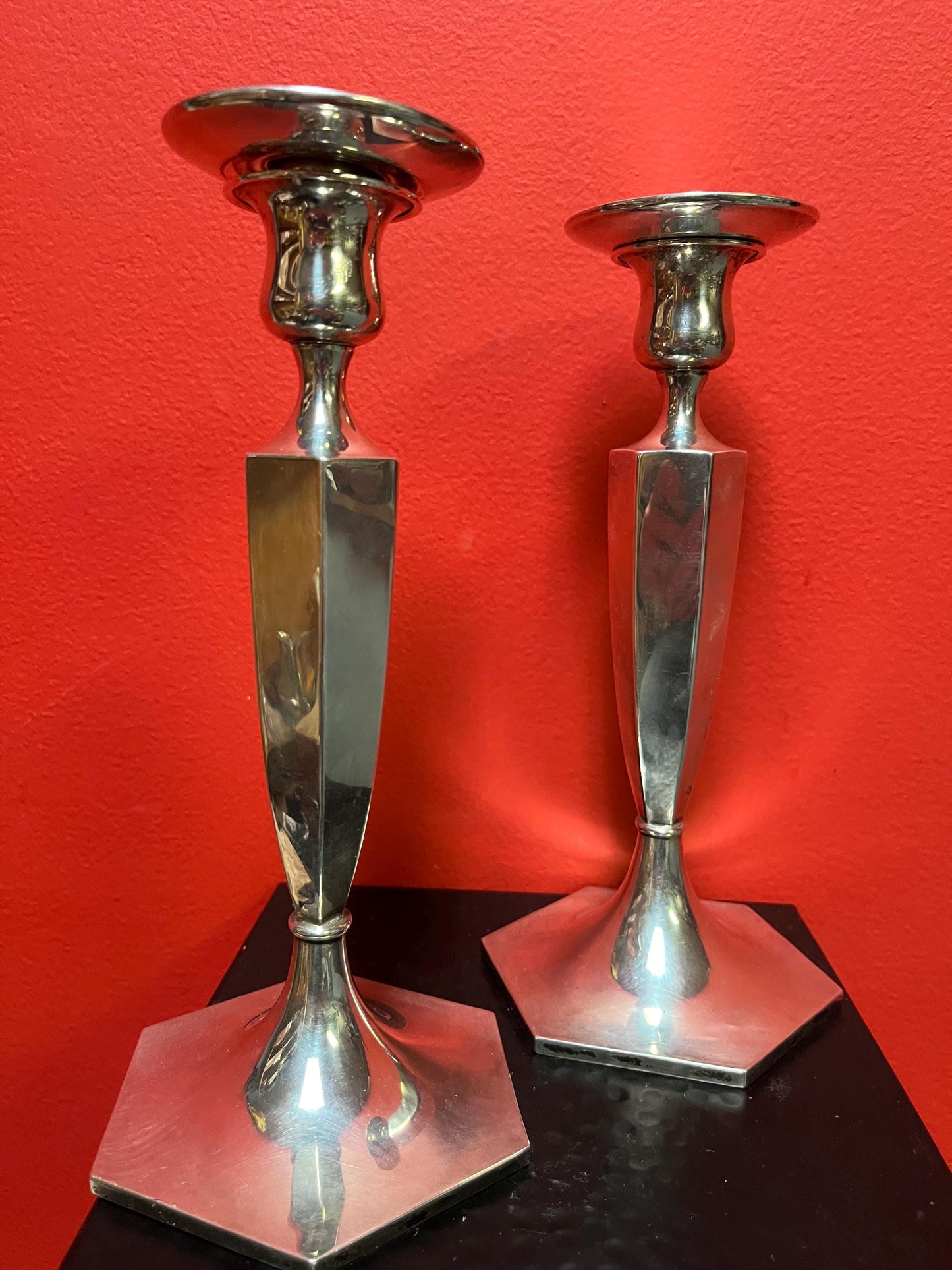 Shreve and Co San Francisco sterling candlesticks  9 inches  788 grams  beautiful pair  good value