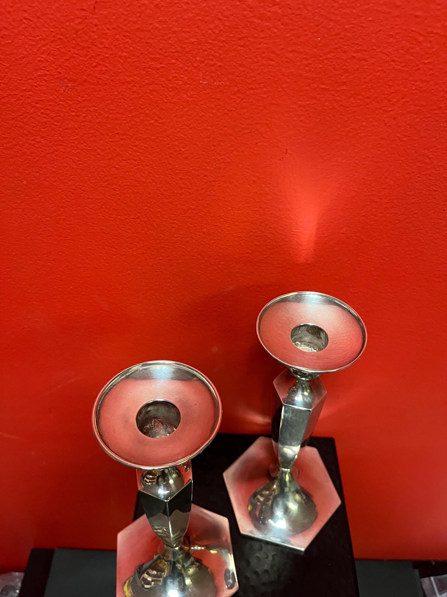 Shreve and Co San Francisco sterling candlesticks  9 inches  788 grams  beautiful pair  good value