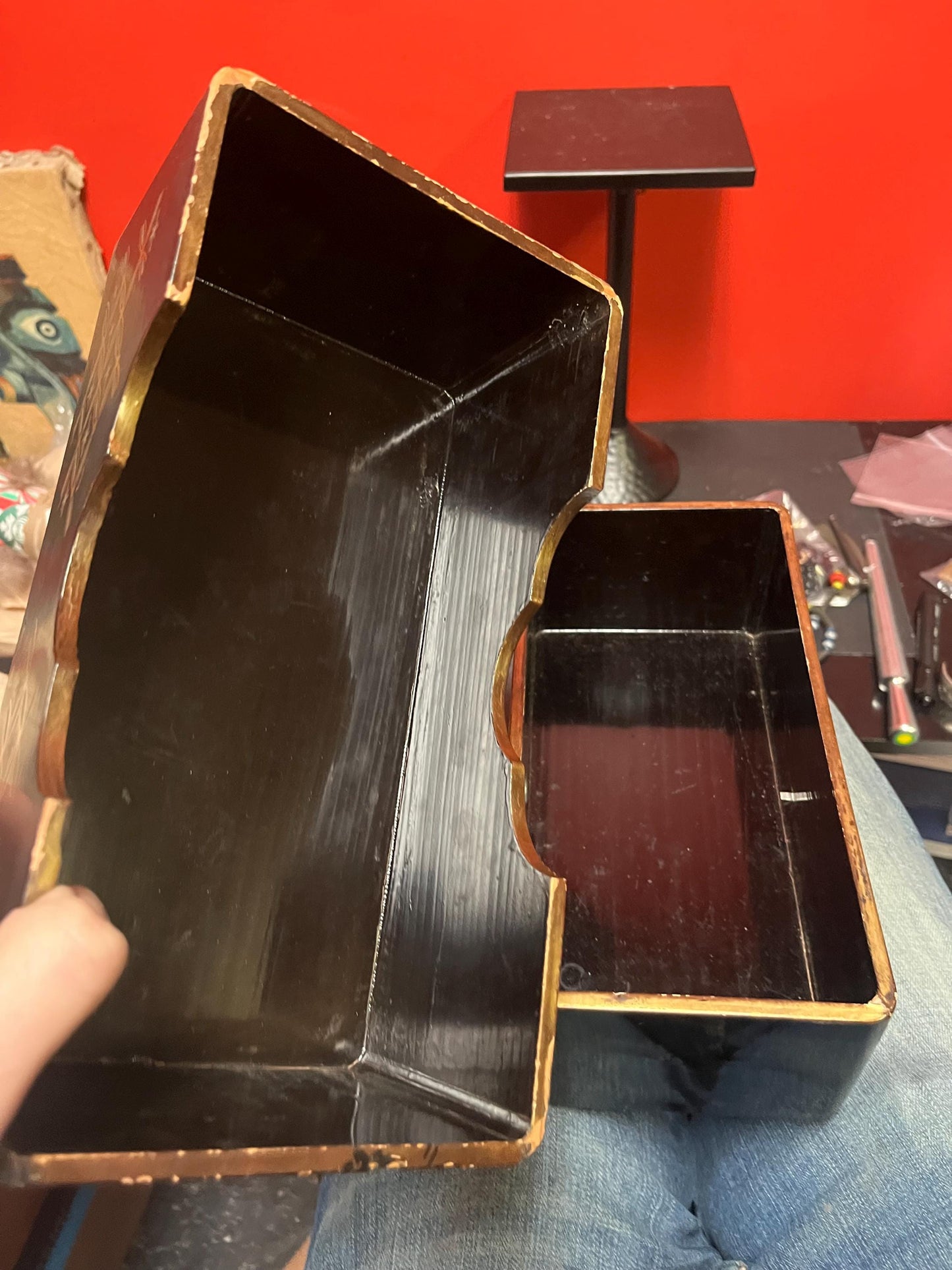 Stunning antique 11 x 6 x 4“ high Japanese lacquer and GILT box  very nice condition so see photos  wonderful detail