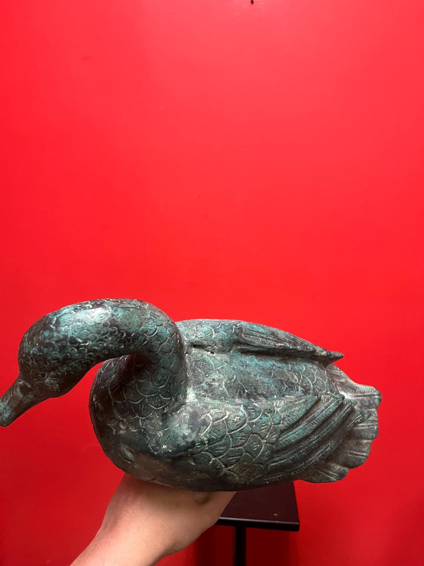 Stunning massive 13 x 9 high Asian  bronze   duck with wonderful Patina  over 2 kg  impressive bronze - great value