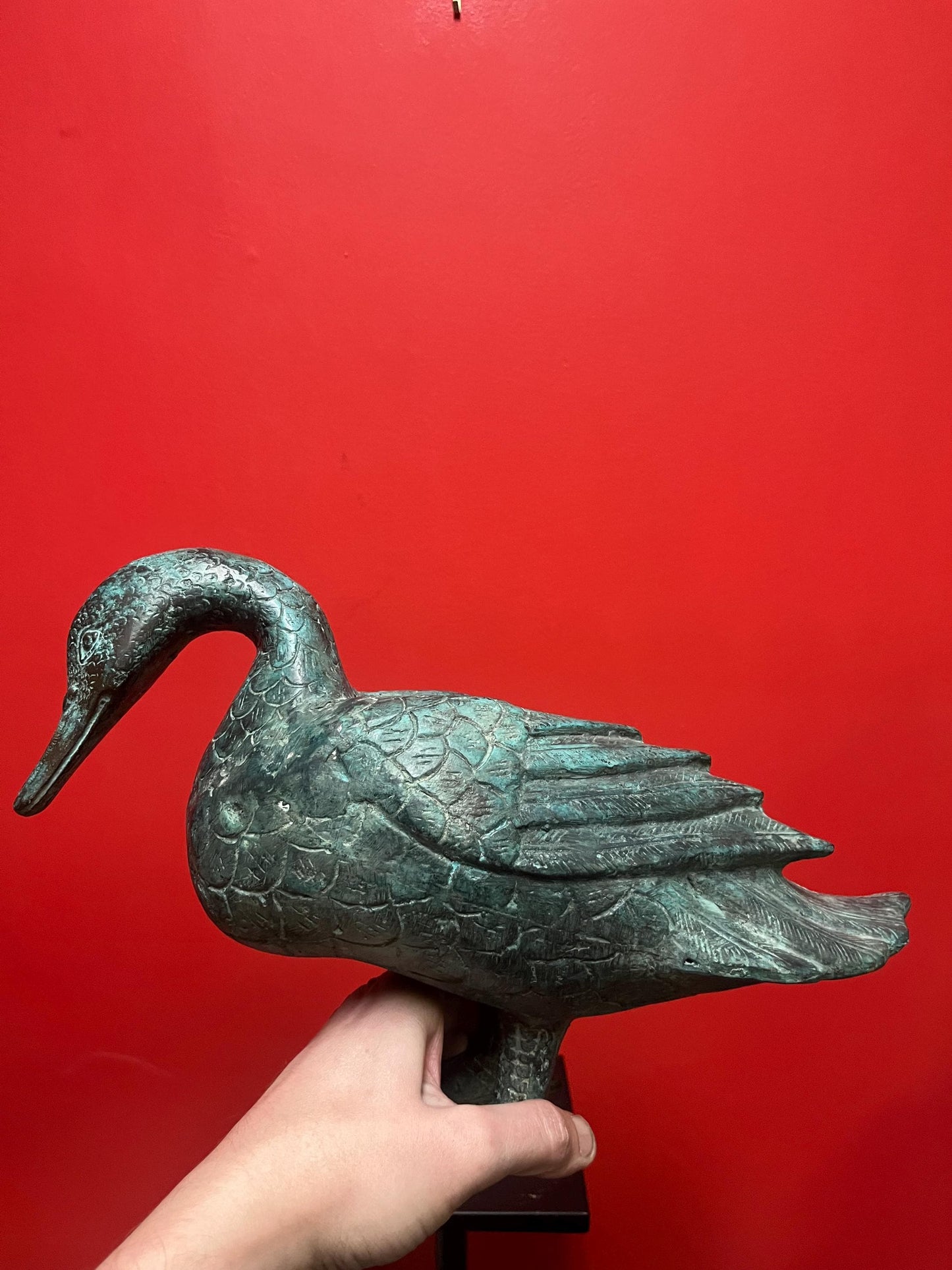 Stunning massive 13 x 9 high Asian  bronze   duck with wonderful Patina  over 2 kg  impressive bronze - great value