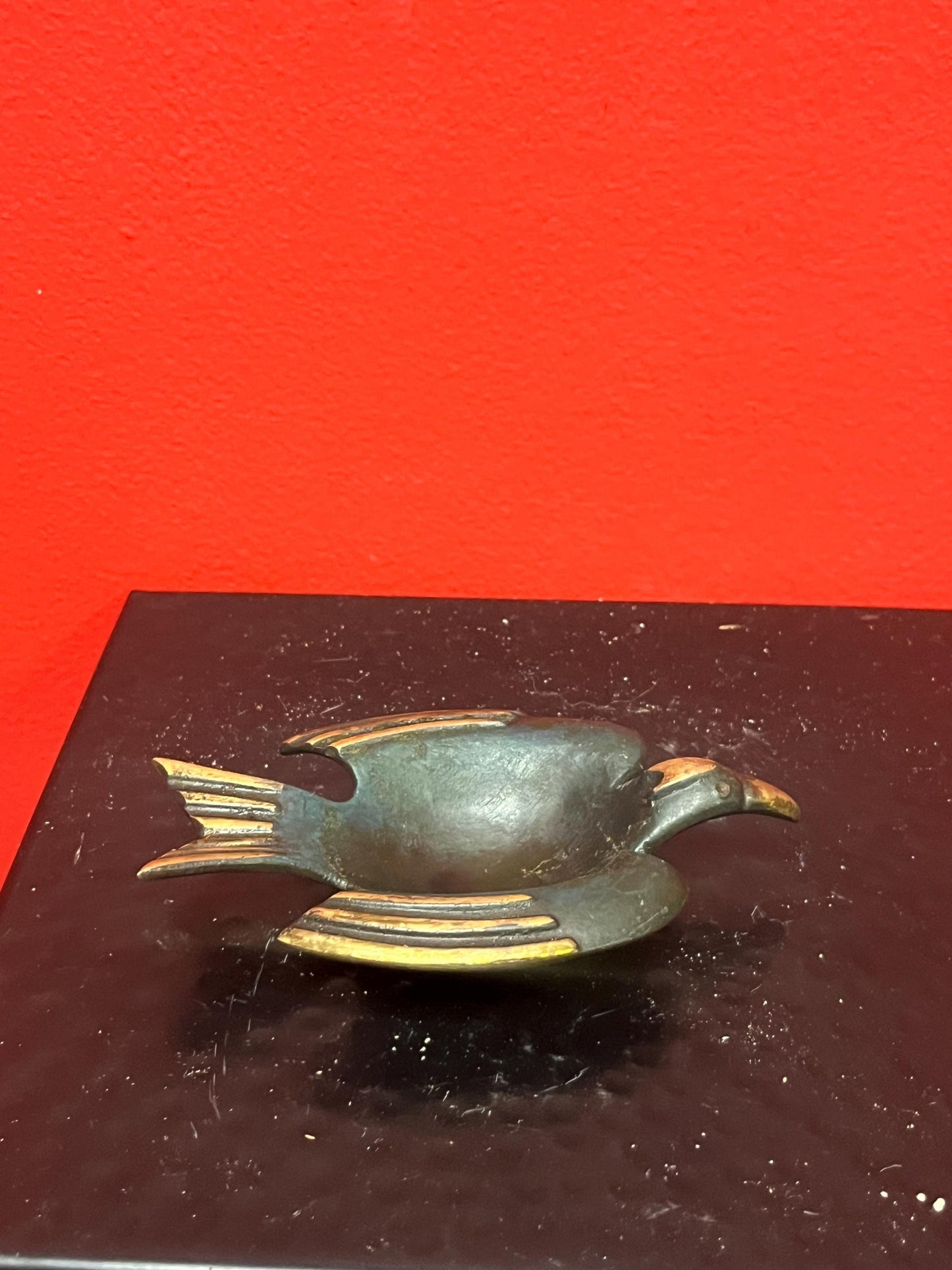 Very cool Israeli bronze bird dish  4.25 inches long  vintage  great gift  good value