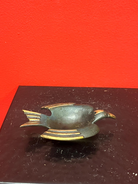 Very cool Israeli bronze bird dish  4.25 inches long  vintage  great gift  good value