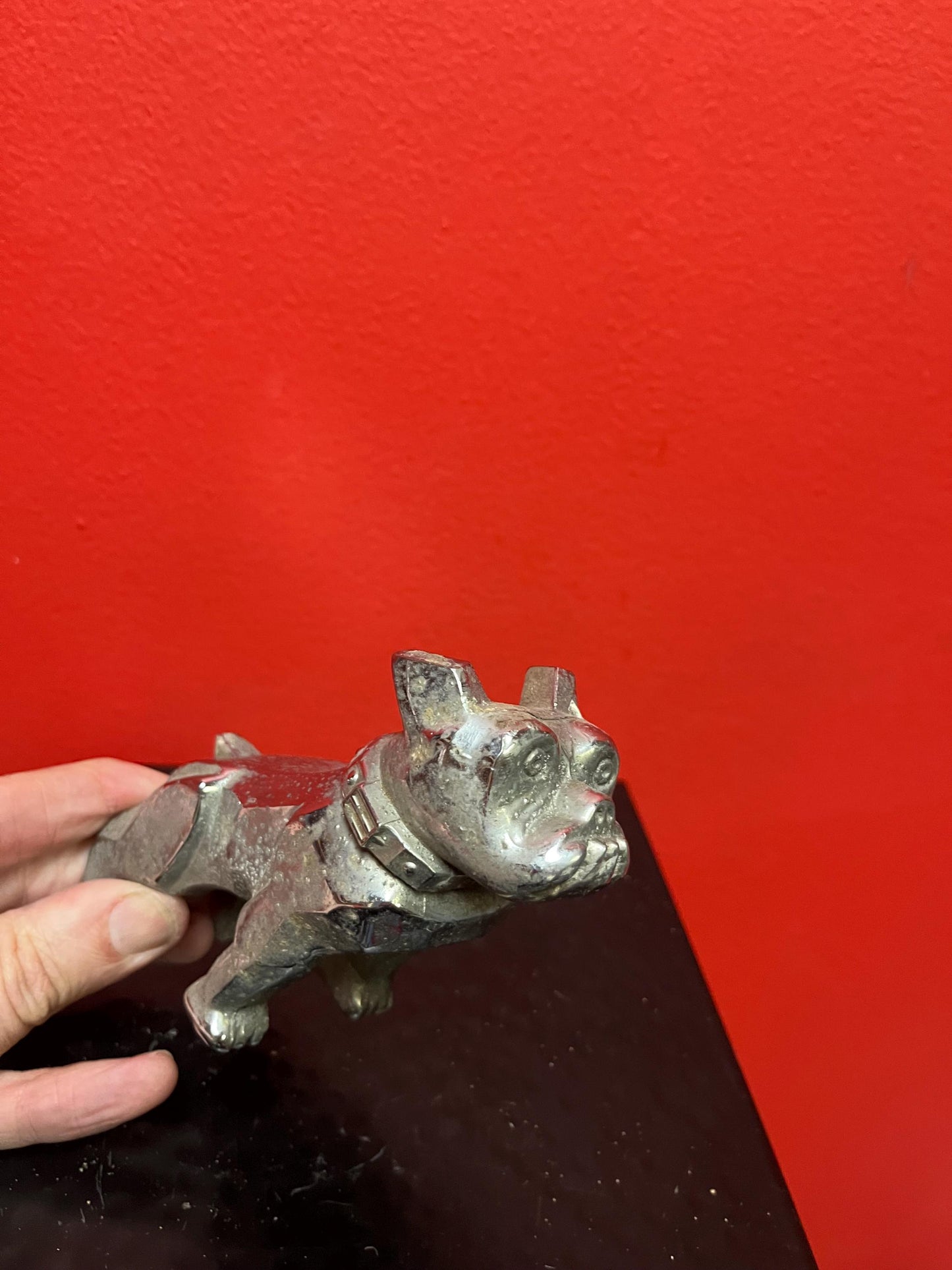 Very cool 6 inch bulldog car mascot in rough shape needs restoration  great value