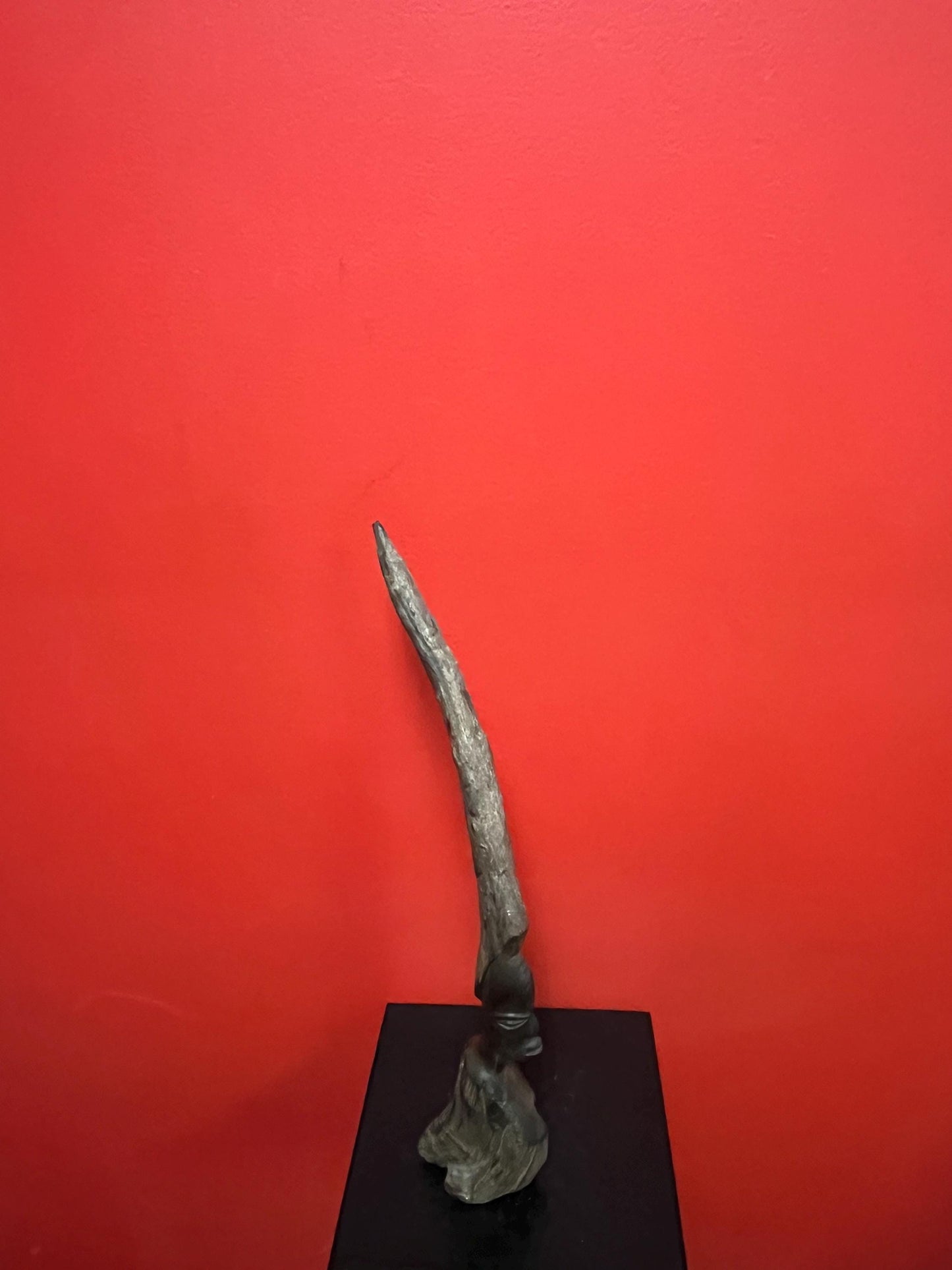 Amazing 15 inch tall African wooden ironwood carved statue of a lady