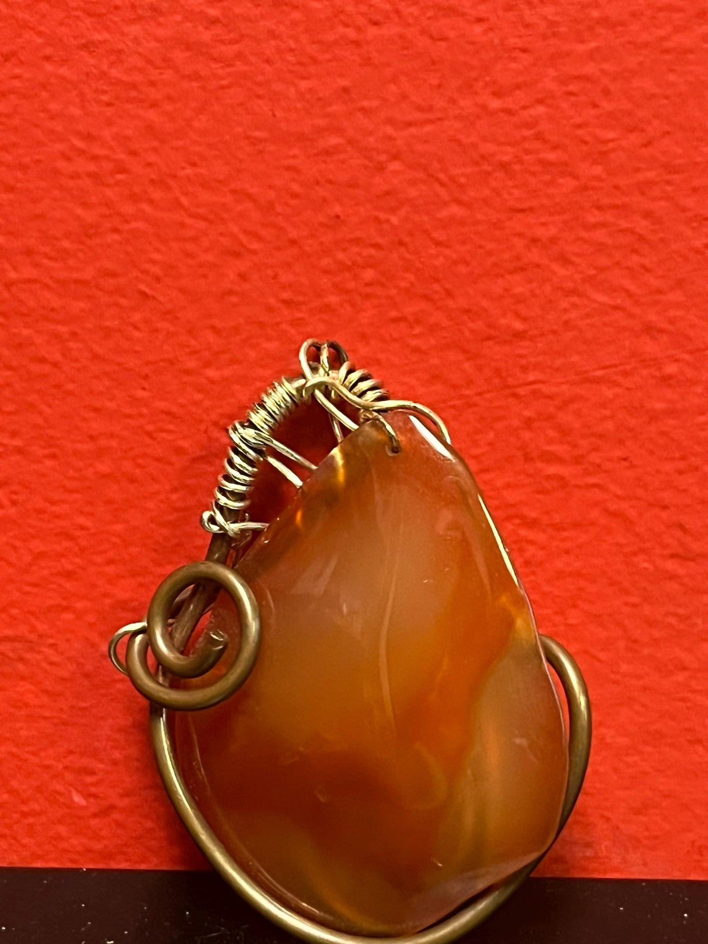 3 inch agate and metal pendant  huge and powerful  great gift