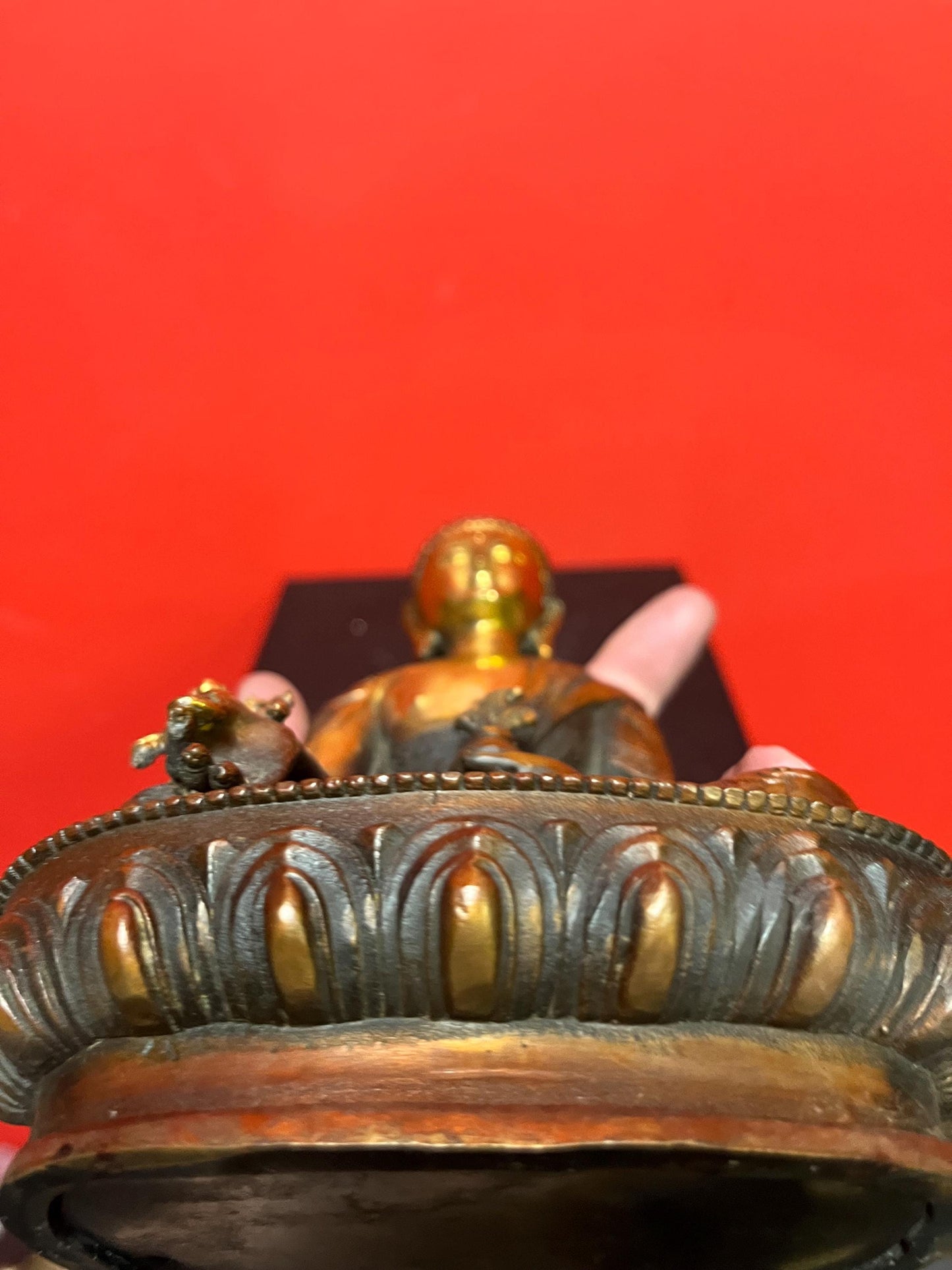 Beautiful Asian bronze Buddha with lovely gilding  8 1/2 inches tall age unknown  wonderful quality and great price