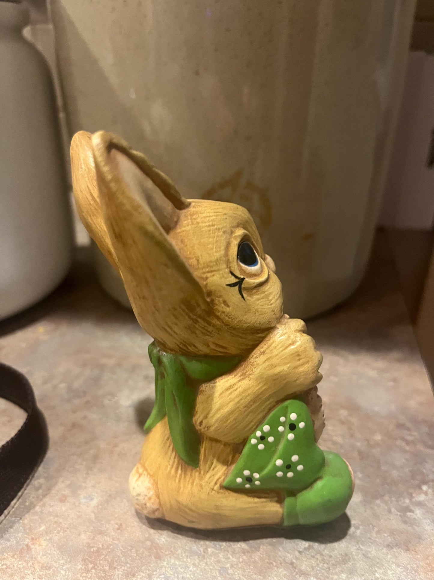 Cute 5 inch tall rabbit eating a pie   ceramic perfect Easter  gift   great value  fun rabbit