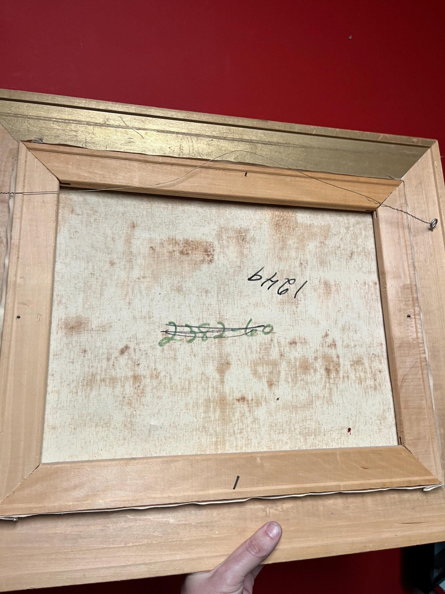 Beautiful 25 x 22 inch European MCM original painting in lovely gilt frame  wonderful imagery  ready to hang