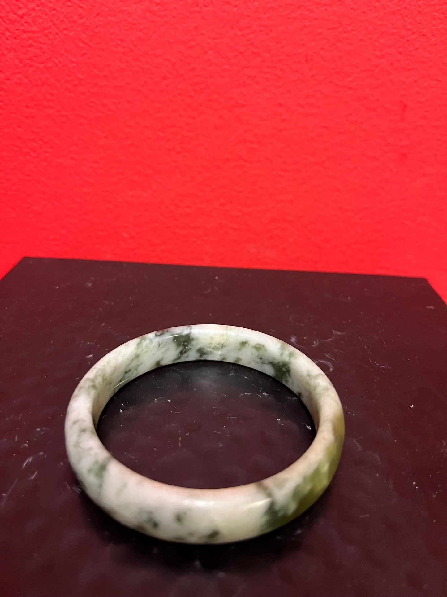 Lovely Chinese vintage solid jade 3 inch moss jade bangle  Unbelievable value and quality