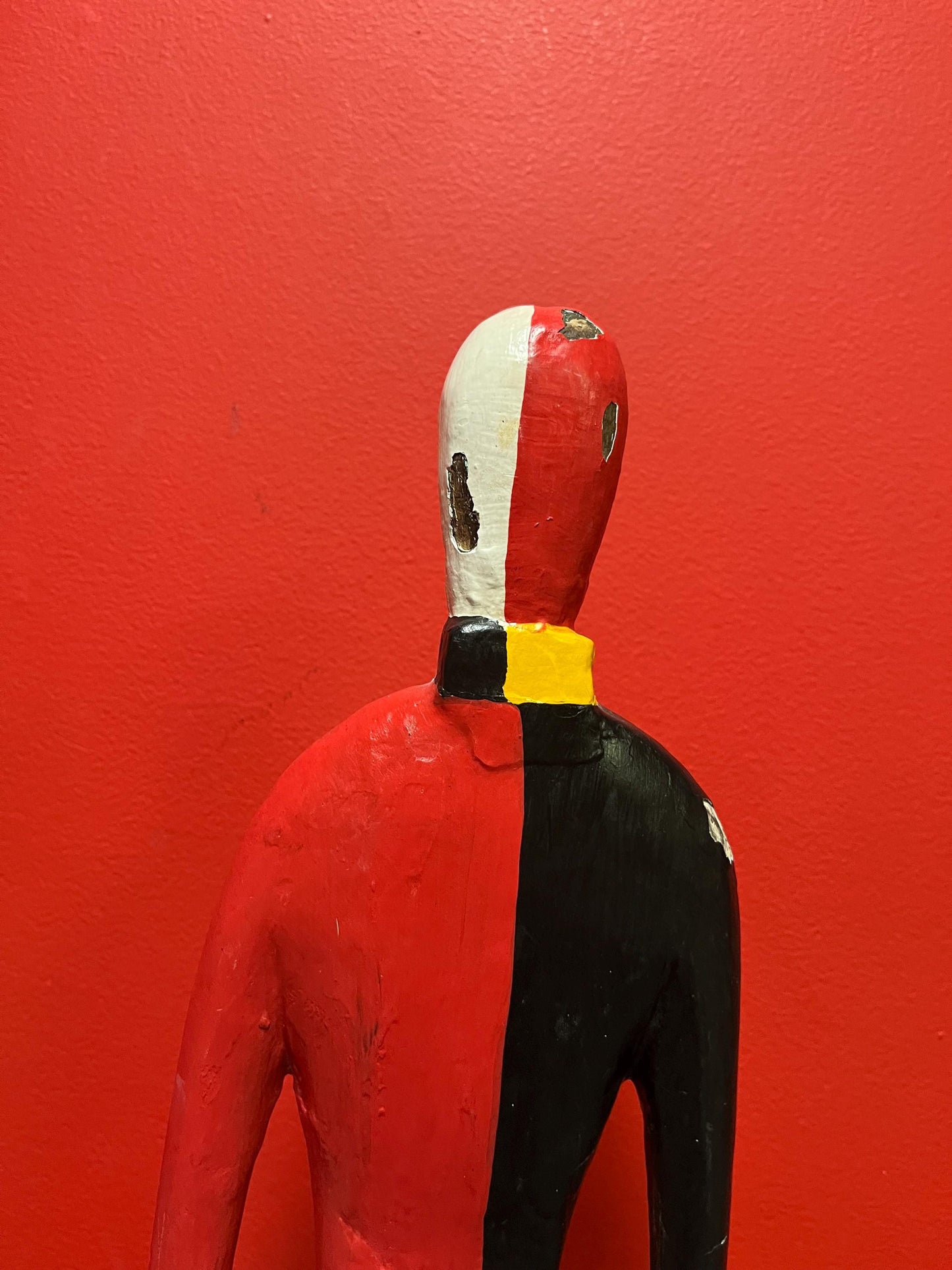 Fantastic polychrome painted 19 inch tall Guggenheim Museum signed statue  wooden beauty  amazing original art  see photos