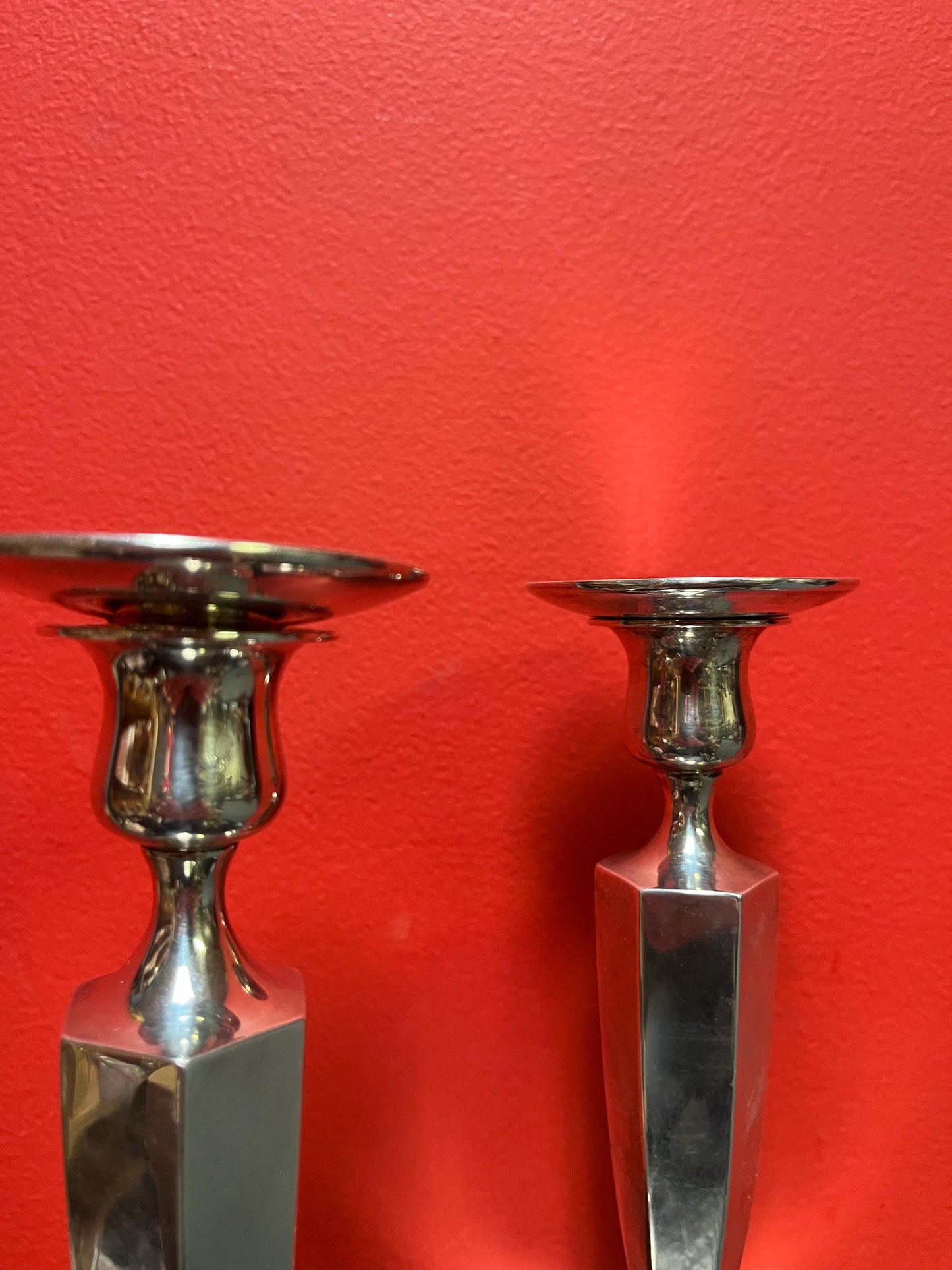 Shreve and Co San Francisco sterling candlesticks  9 inches  788 grams  beautiful pair  good value
