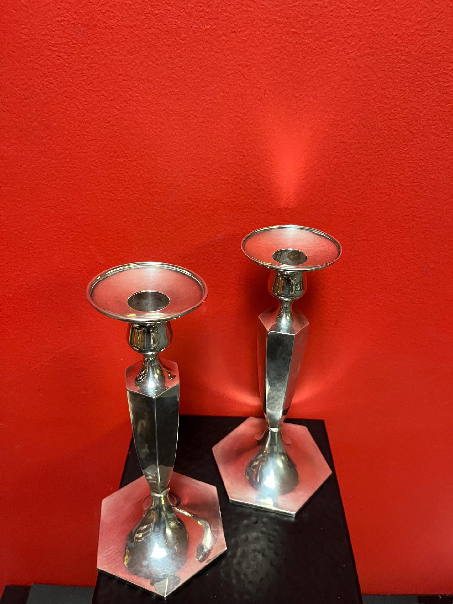 Shreve and Co San Francisco sterling candlesticks  9 inches  788 grams  beautiful pair  good value